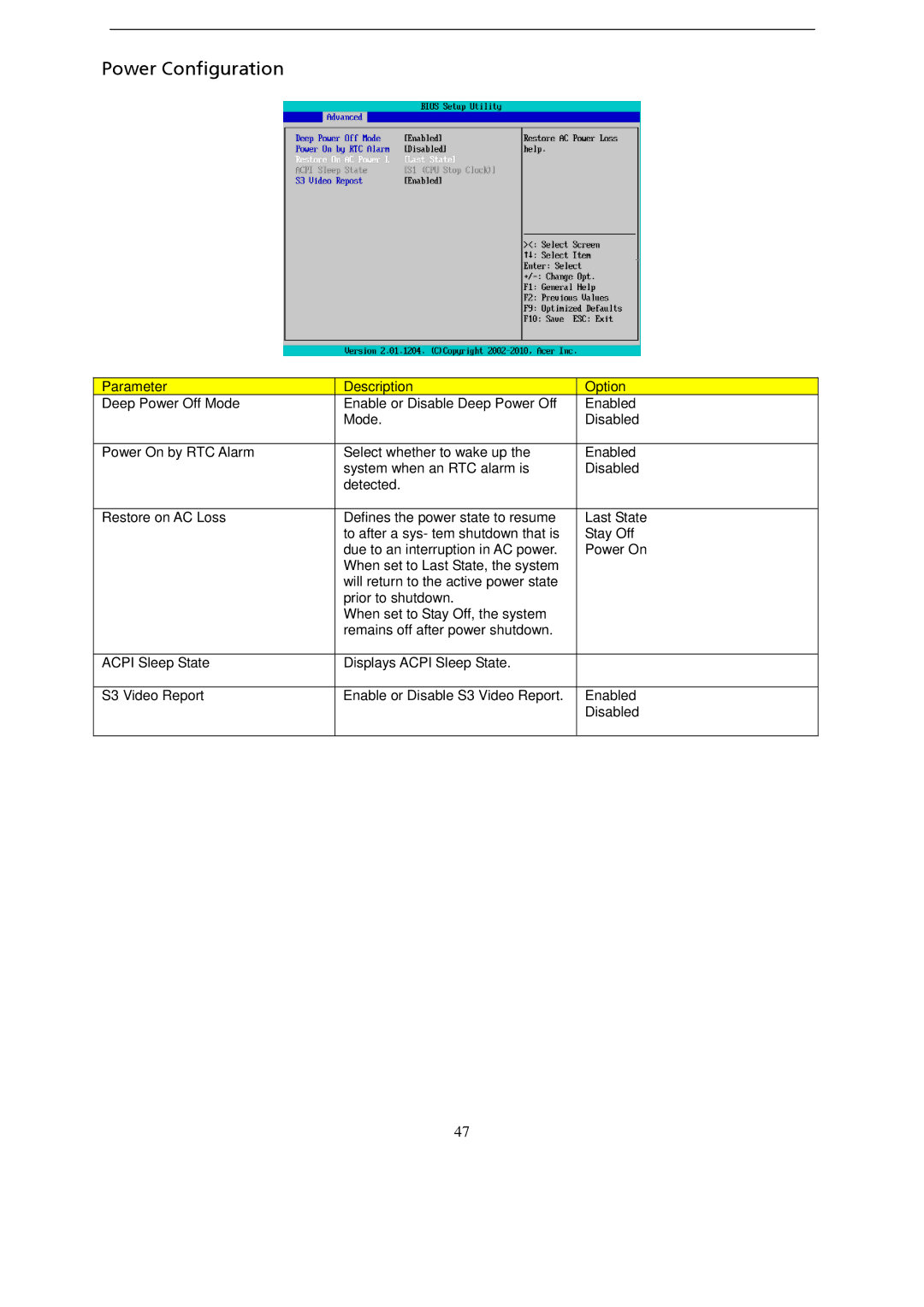 Gateway GT115 manual Power Configuration 