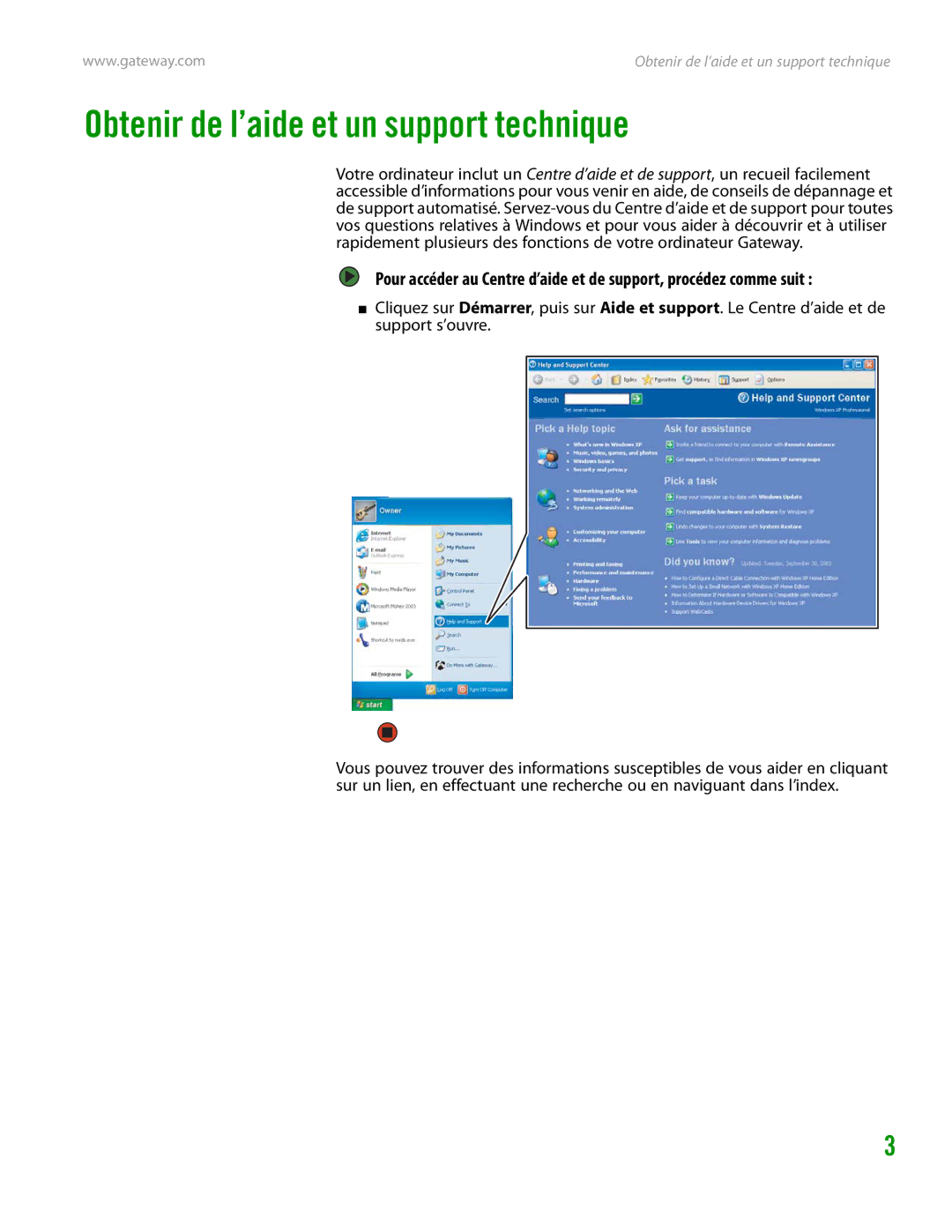 Gateway GT4015H manual Obtenir de l’aide et un support technique 
