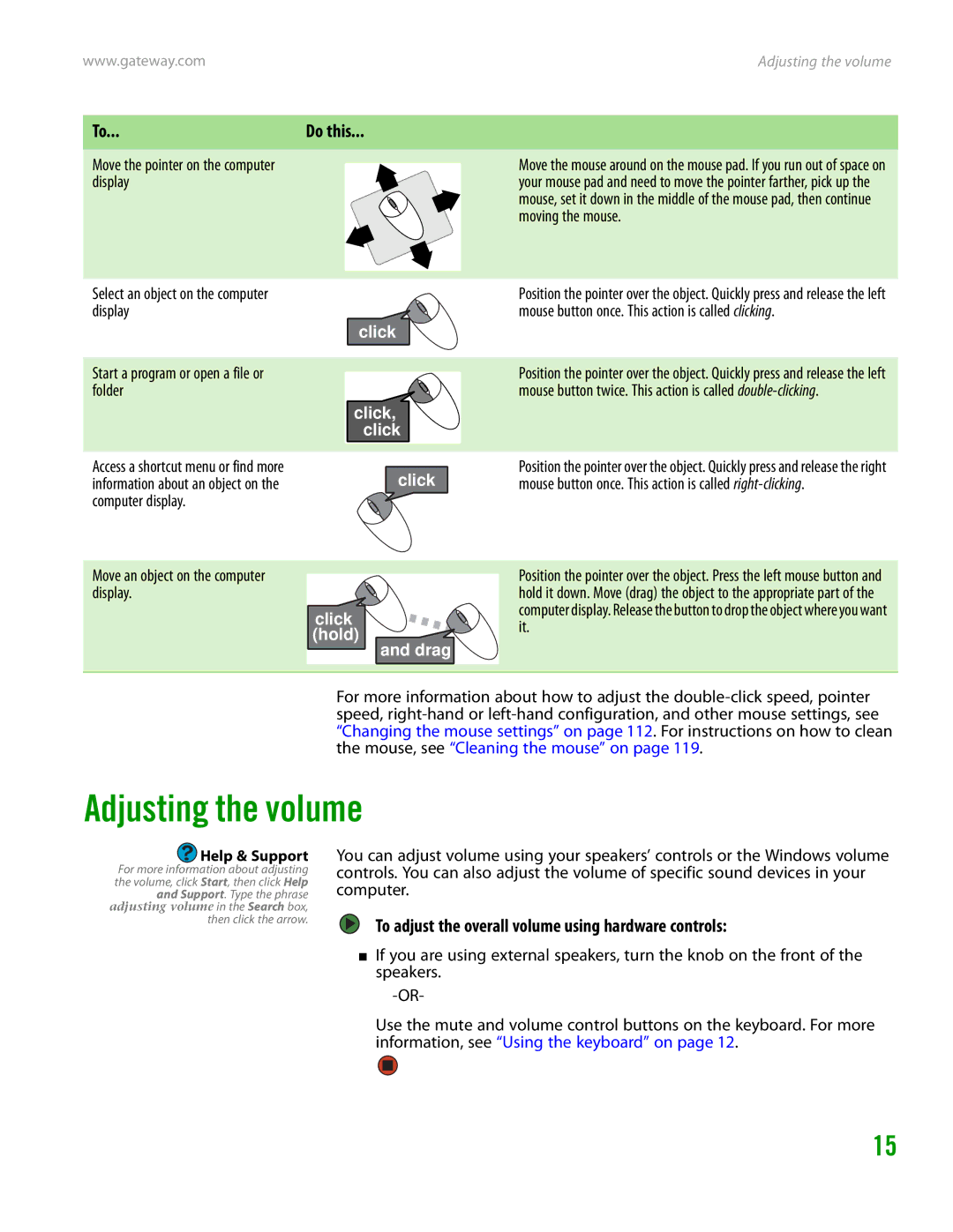 Gateway GT4015H manual Adjusting the volume, Do this, To adjust the overall volume using hardware controls 