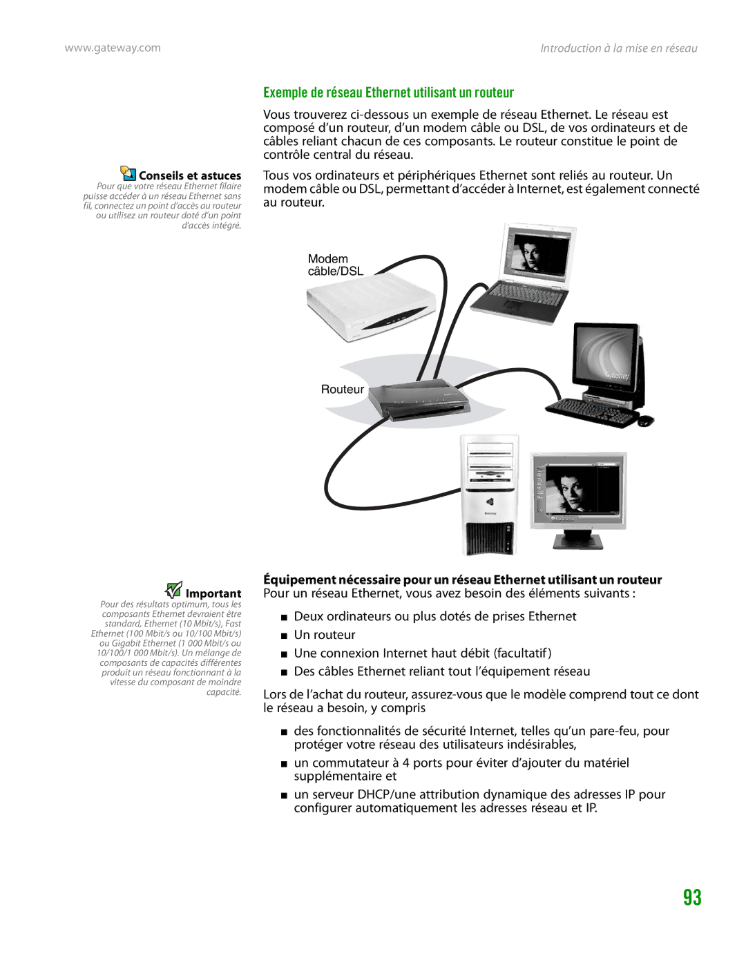 Gateway GT4015H manual Exemple de réseau Ethernet utilisant un routeur 