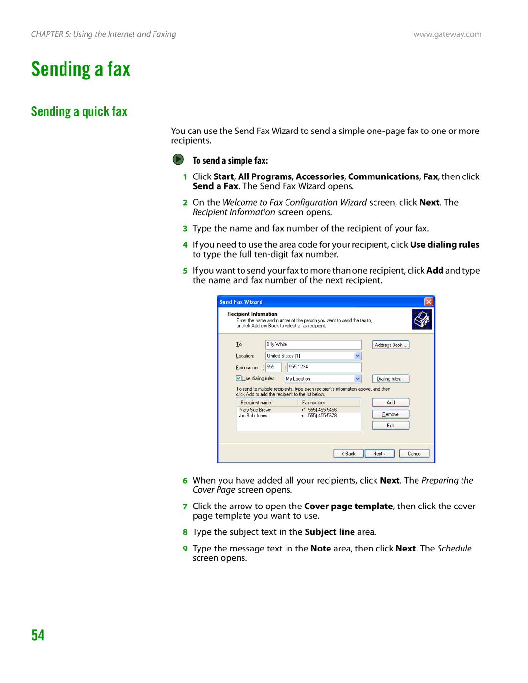 Gateway GT4015H manual Sending a fax, Sending a quick fax, To send a simple fax 