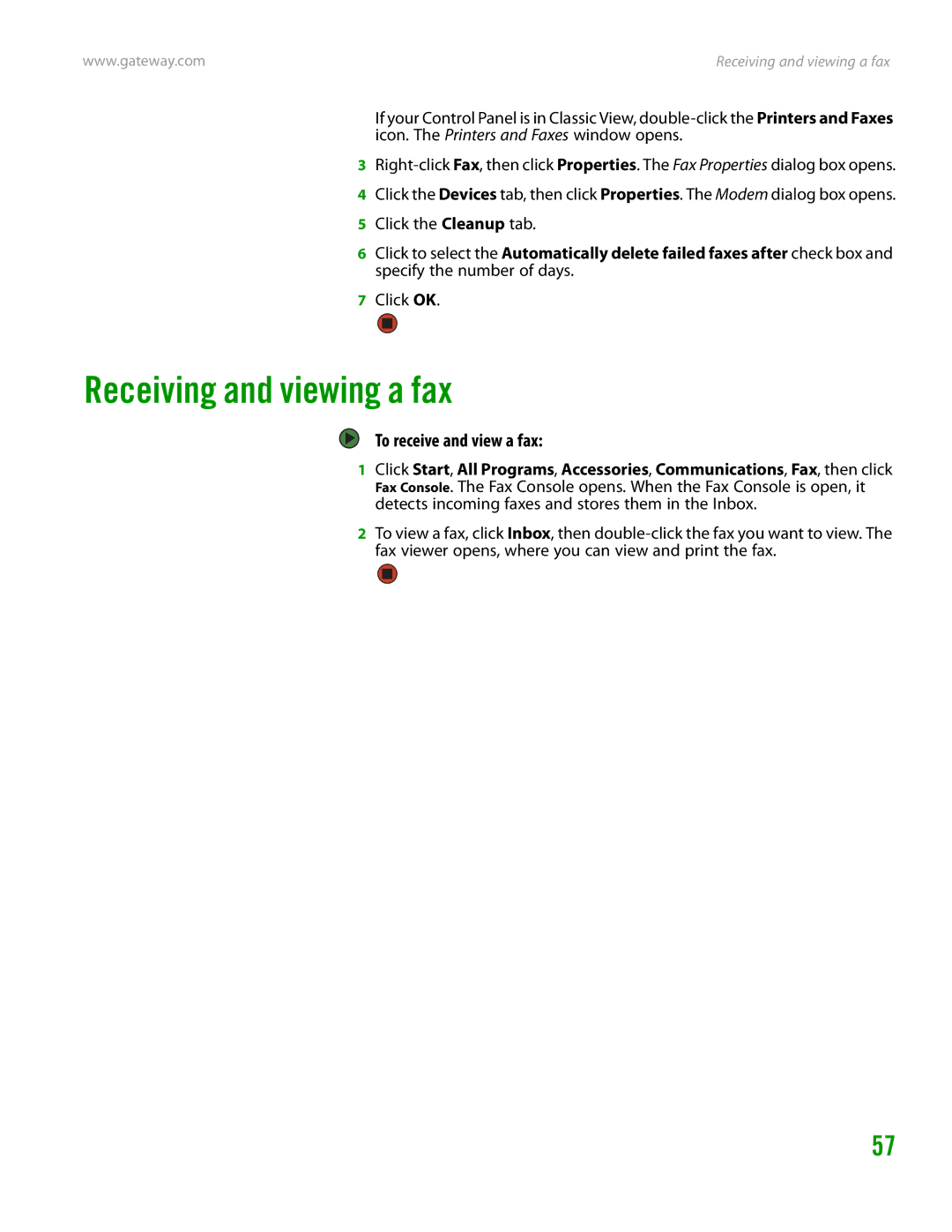 Gateway GT4015H manual Receiving and viewing a fax, To receive and view a fax 