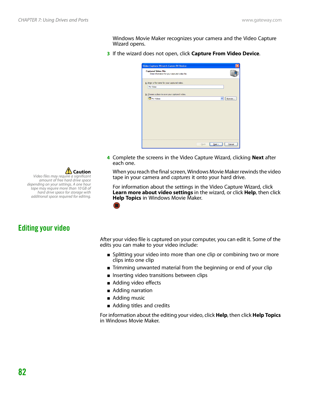 Gateway GT4015H manual Editing your video 