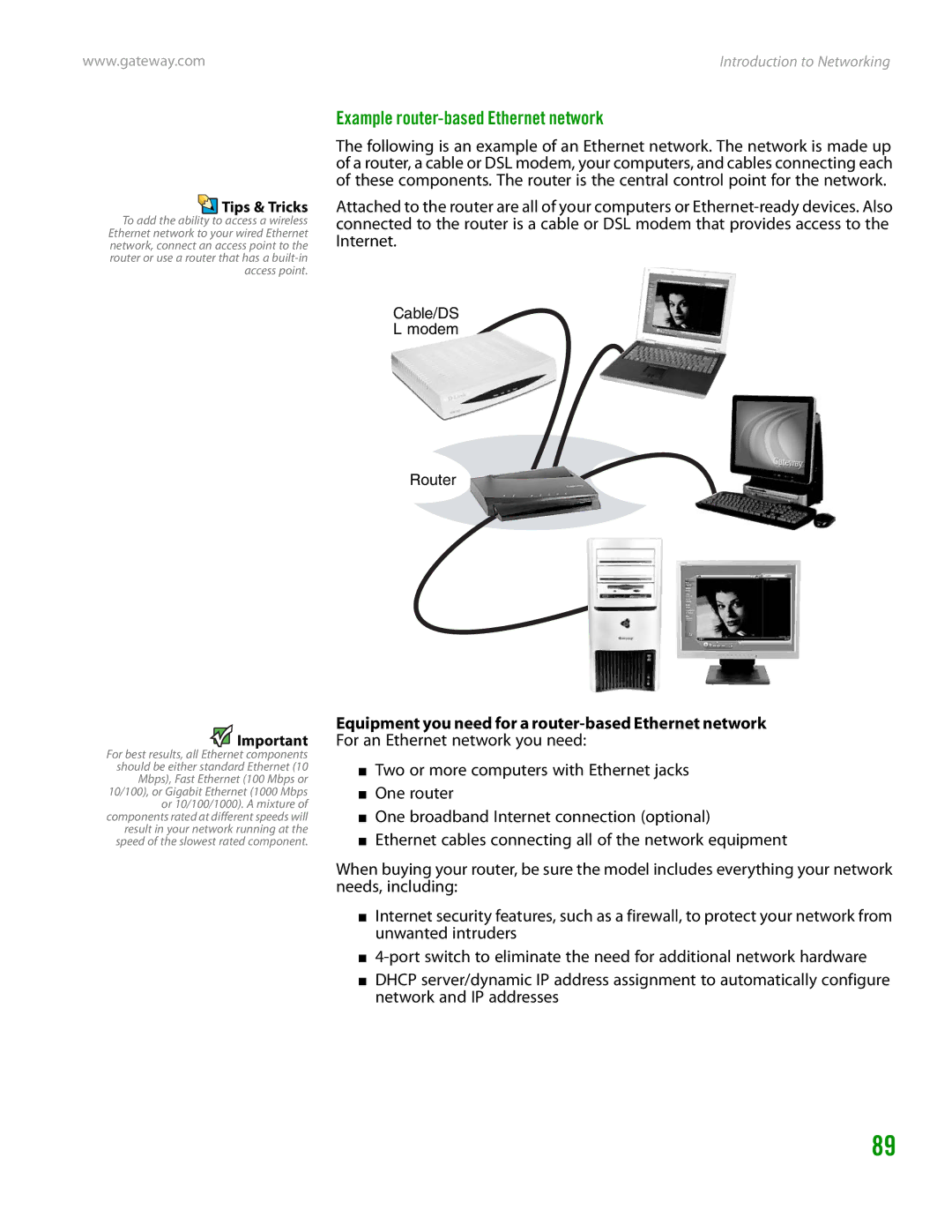 Gateway GT4015H manual Example router-based Ethernet network 