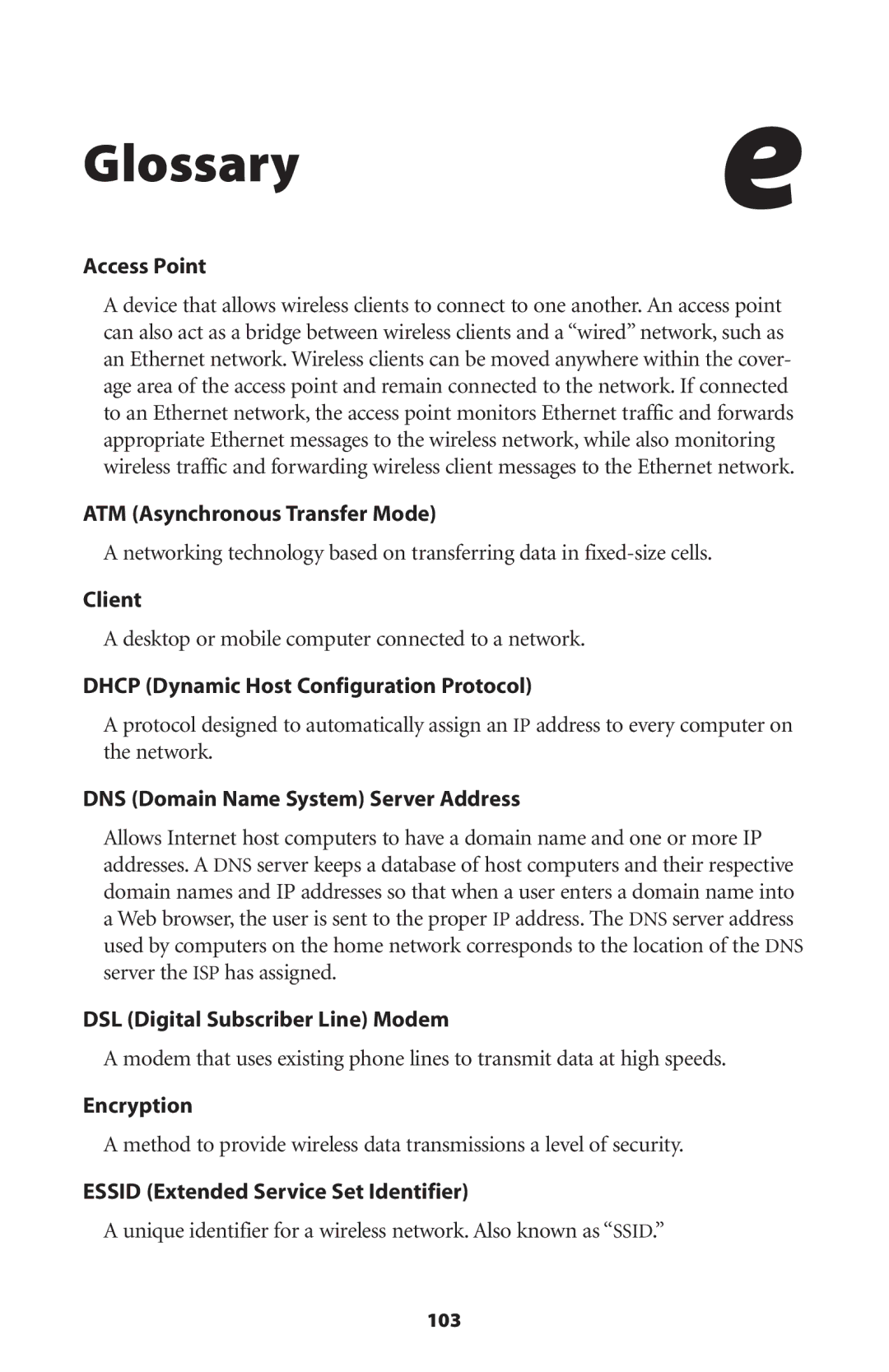 Gateway GT704 user manual Glossary, Access Point 