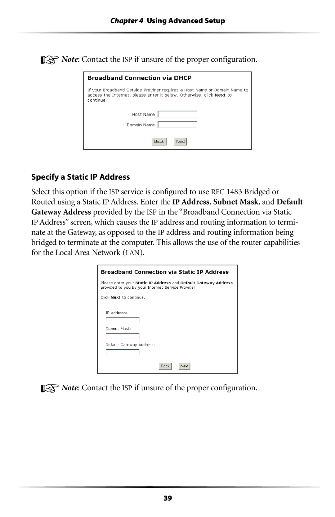 Gateway GT704 user manual Specify a Static IP Address 