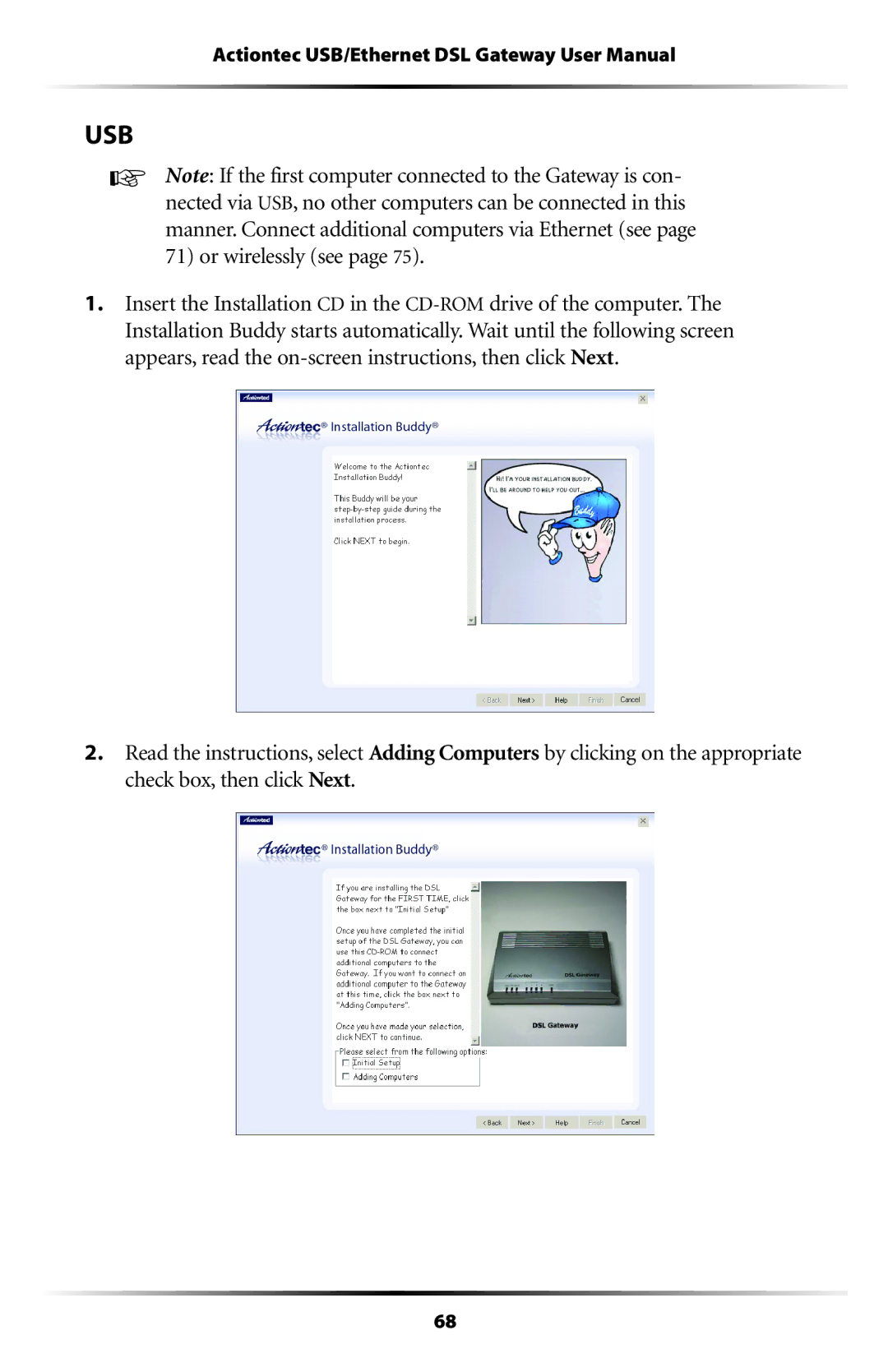 Gateway GT704 user manual Usb 