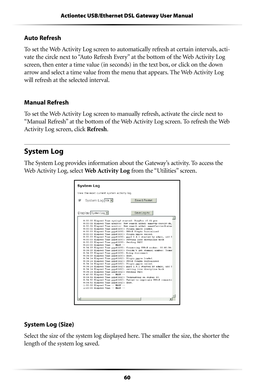 Gateway GT704 user manual System Log 