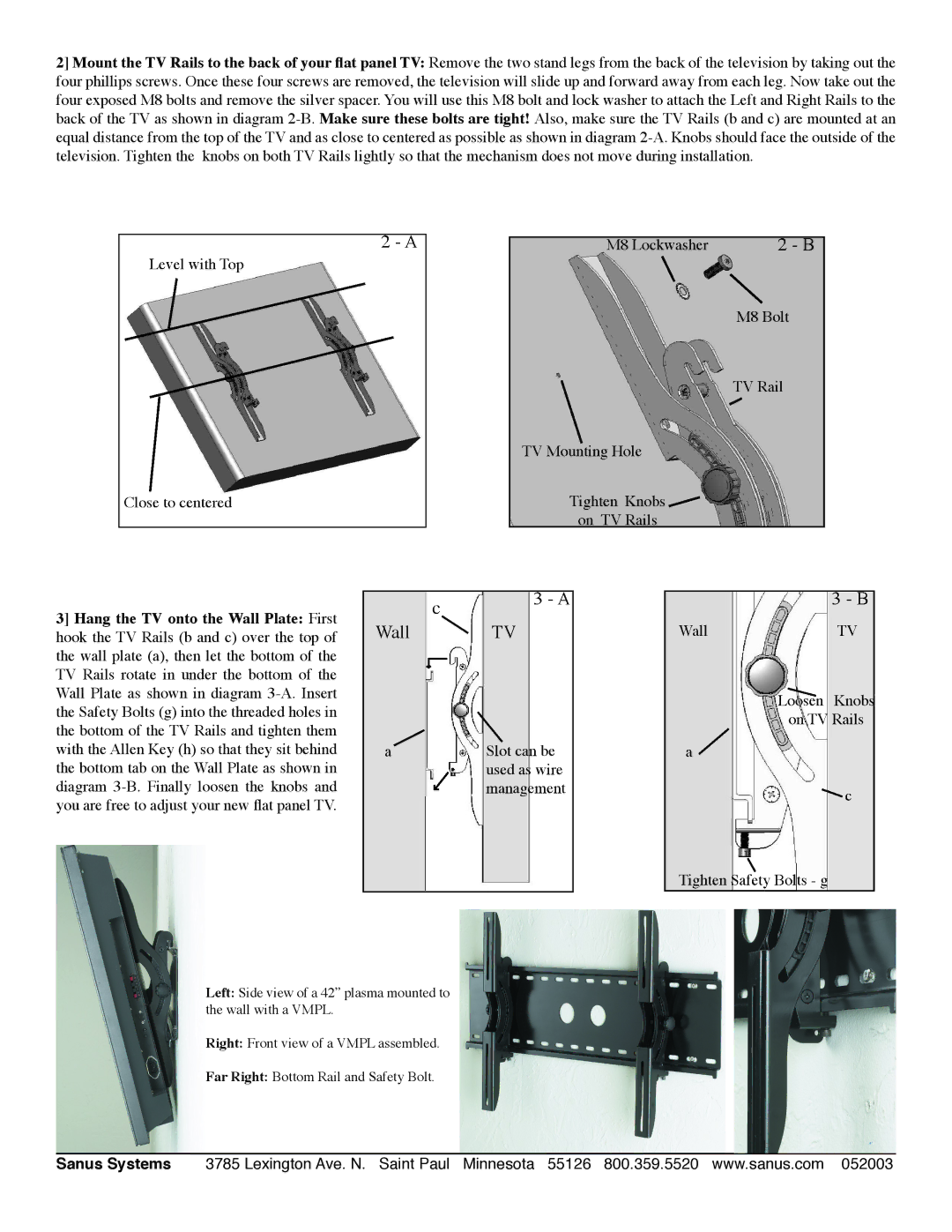 Gateway GTW-WMM103 manual Sanus Systems 