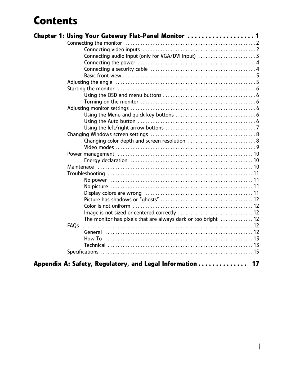 Gateway HD2202 manual Contents 