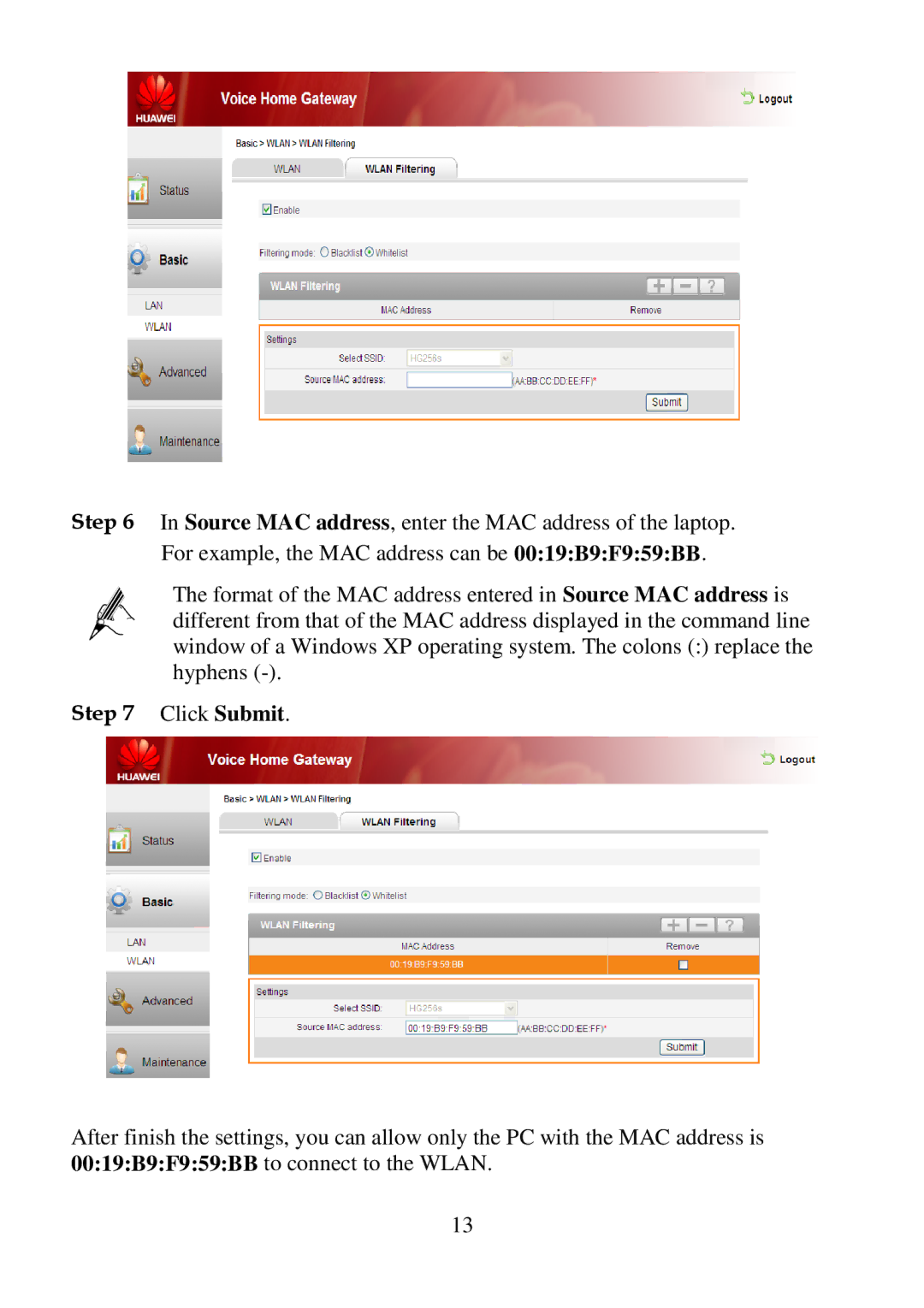 Gateway HG256S quick start Click Submit 