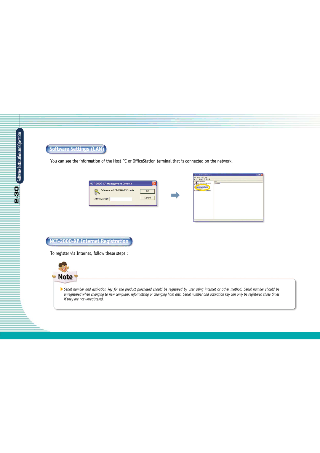 Gateway L110 manual Software Settings LAN, NCT-2000-XP Internet Registration, To register via Internet, follow these steps 