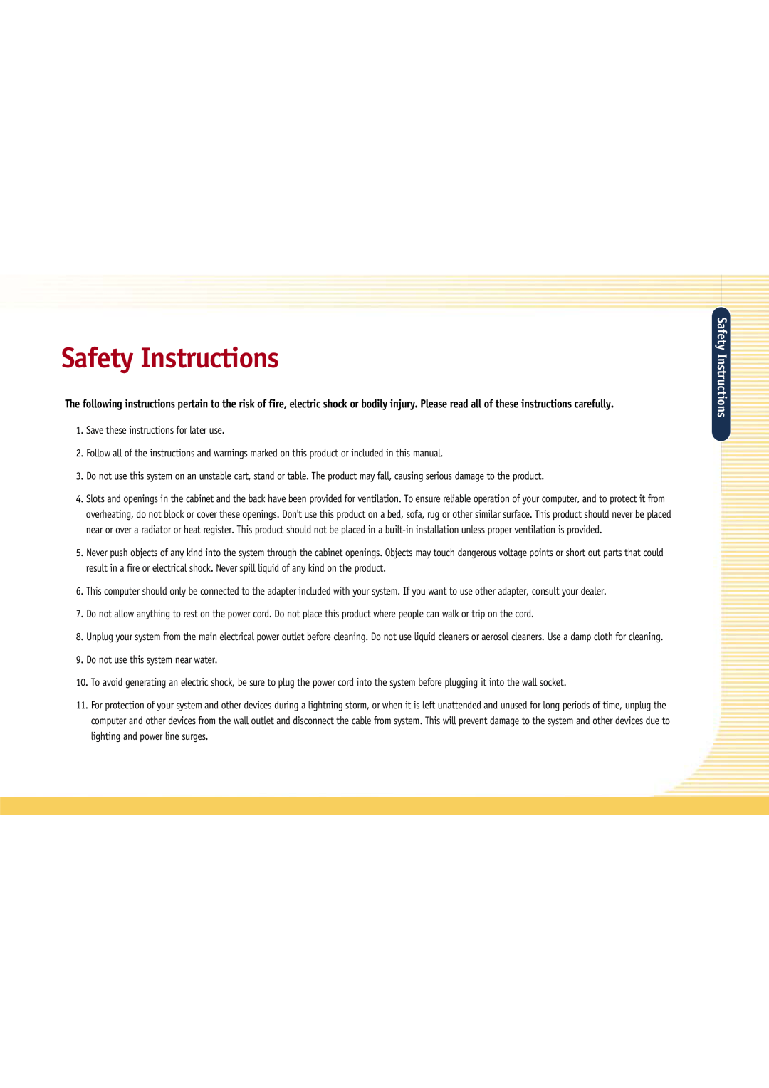 Gateway L110 manual Safety Instructions 