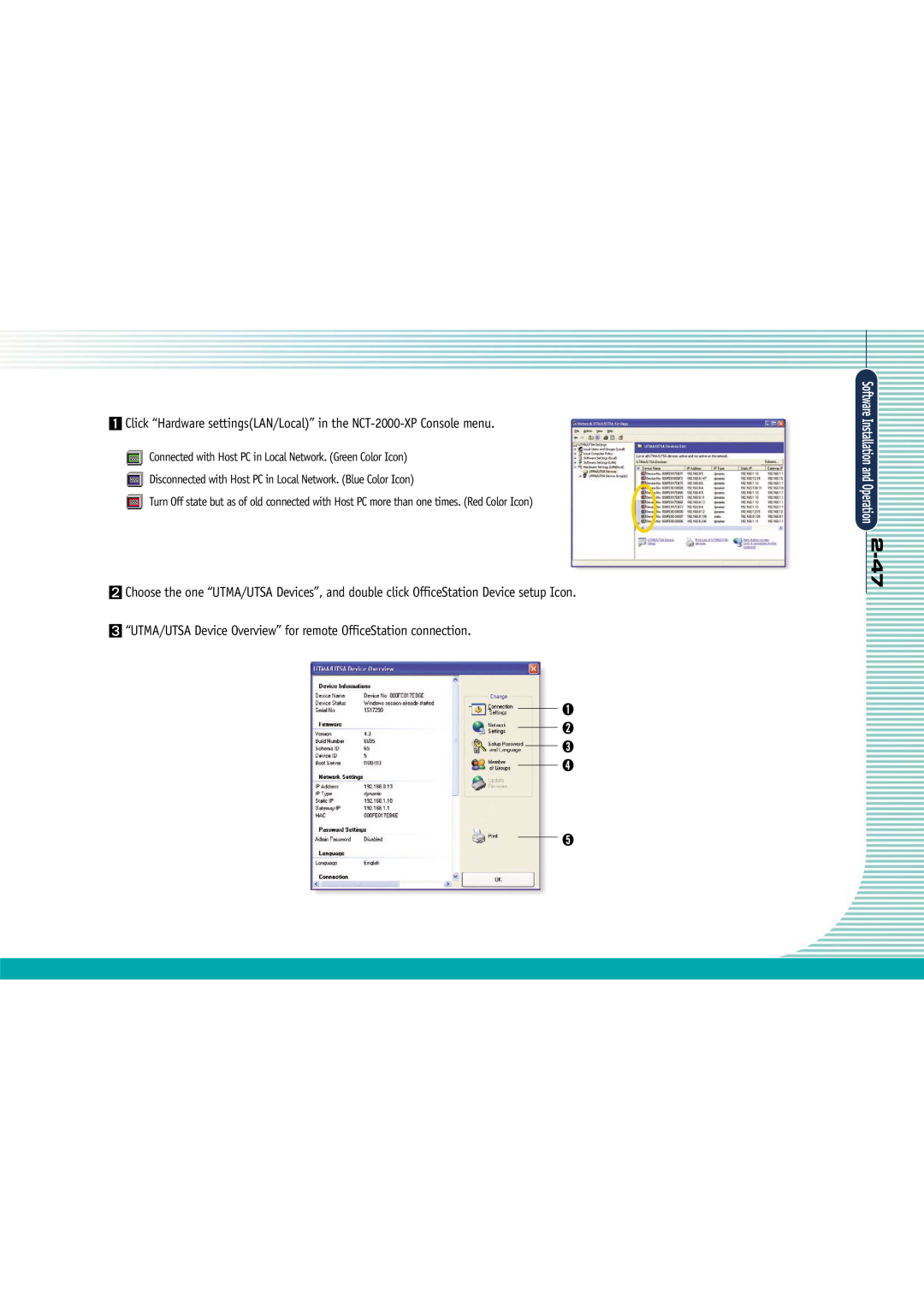Gateway L110 manual 2-47, Click “Hardware settingsLAN/Local” in the NCT-2000-XP Console menu 