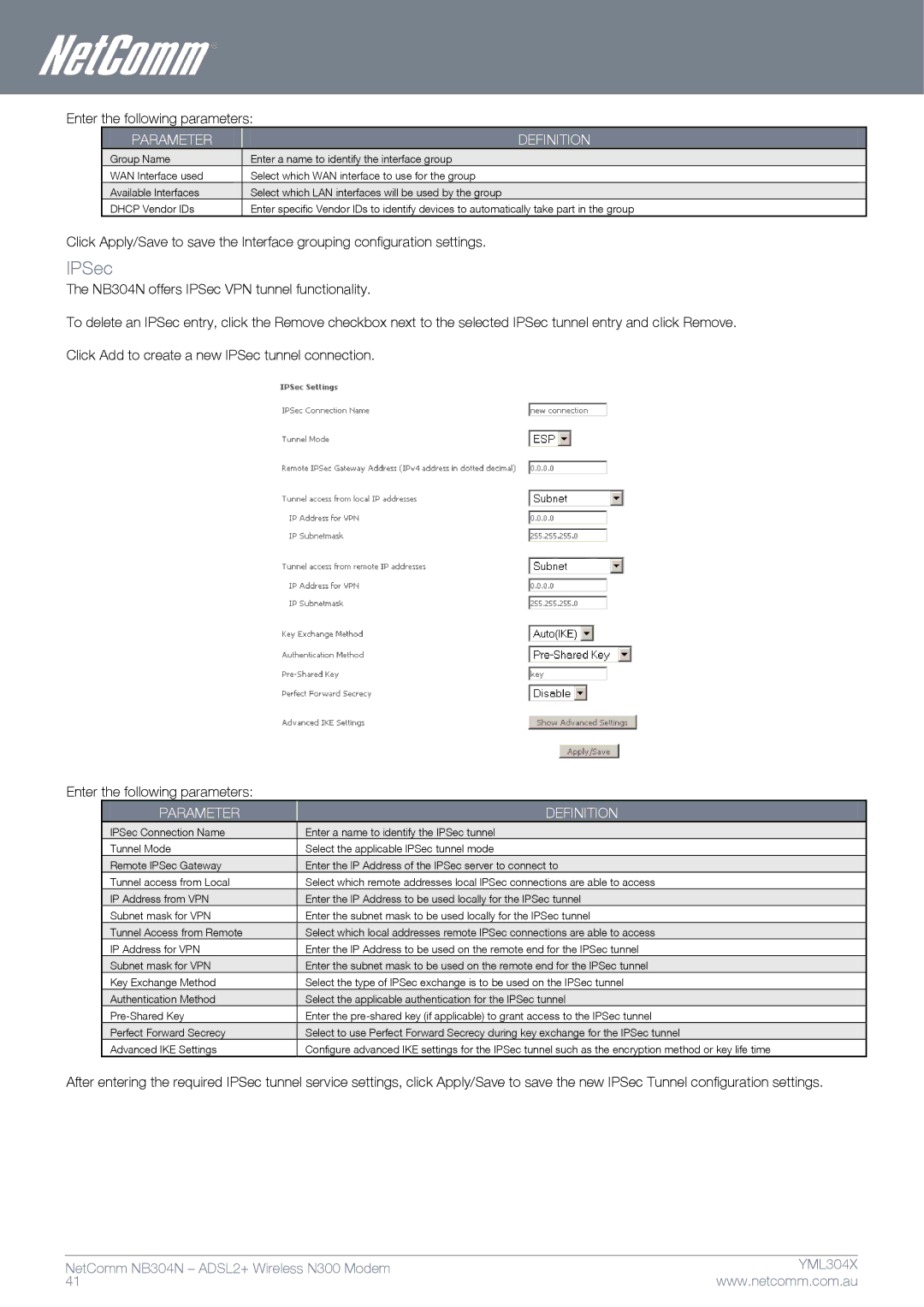 Gateway NB304N manual IPSec 