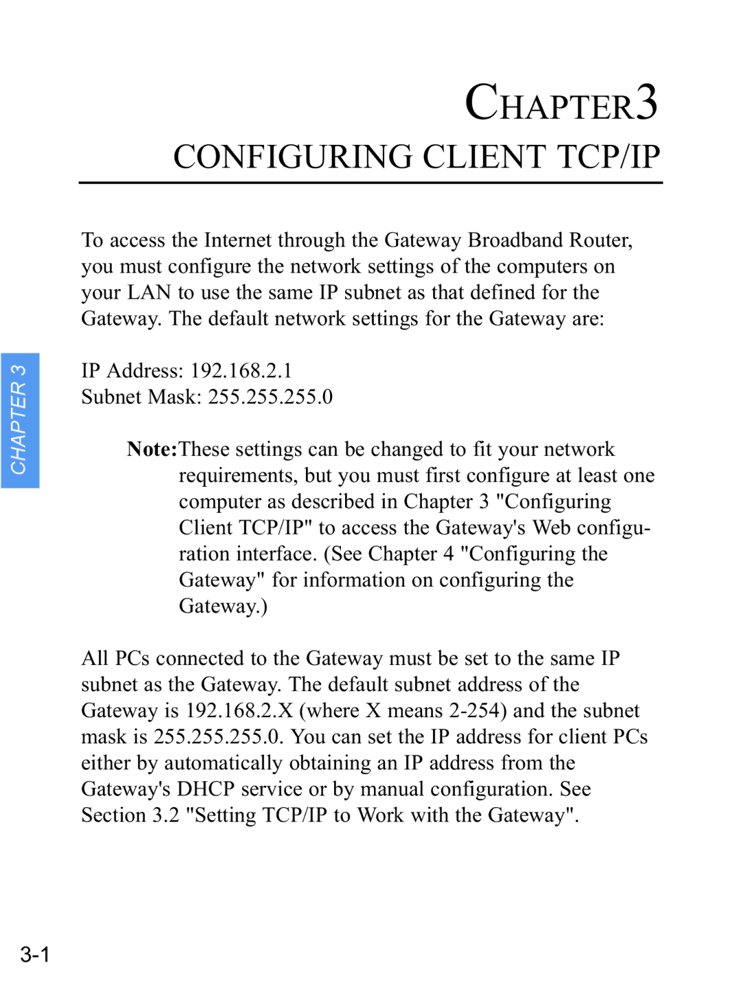 Gateway none manual Configuring Client TCP/IP 