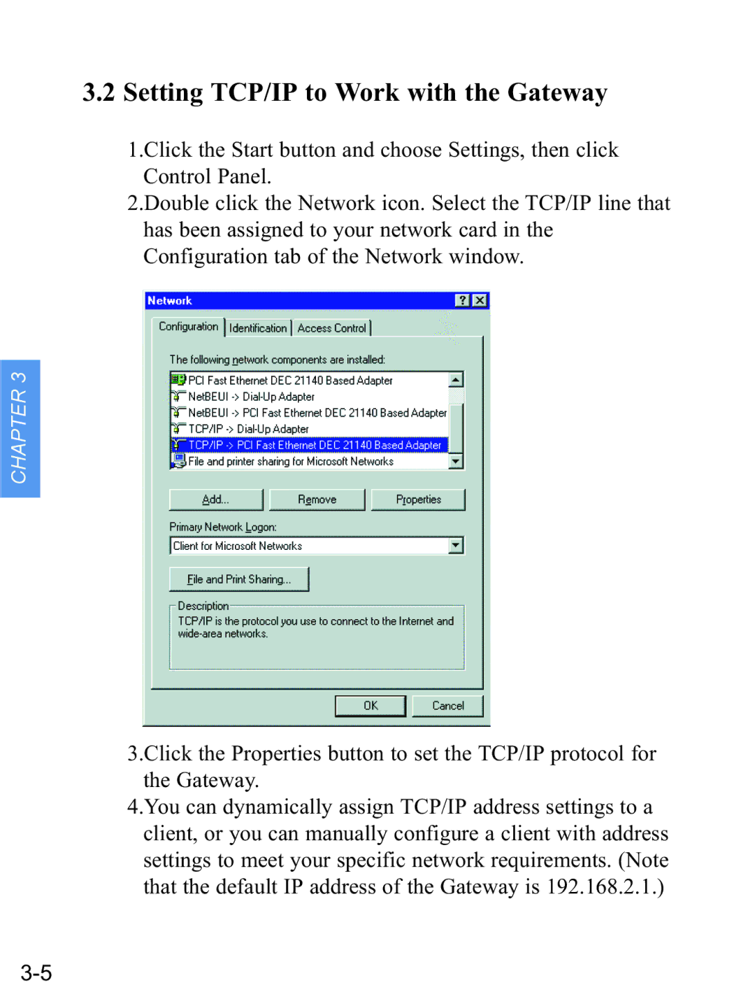 Gateway none manual Setting TCP/IP to Work with the Gateway 