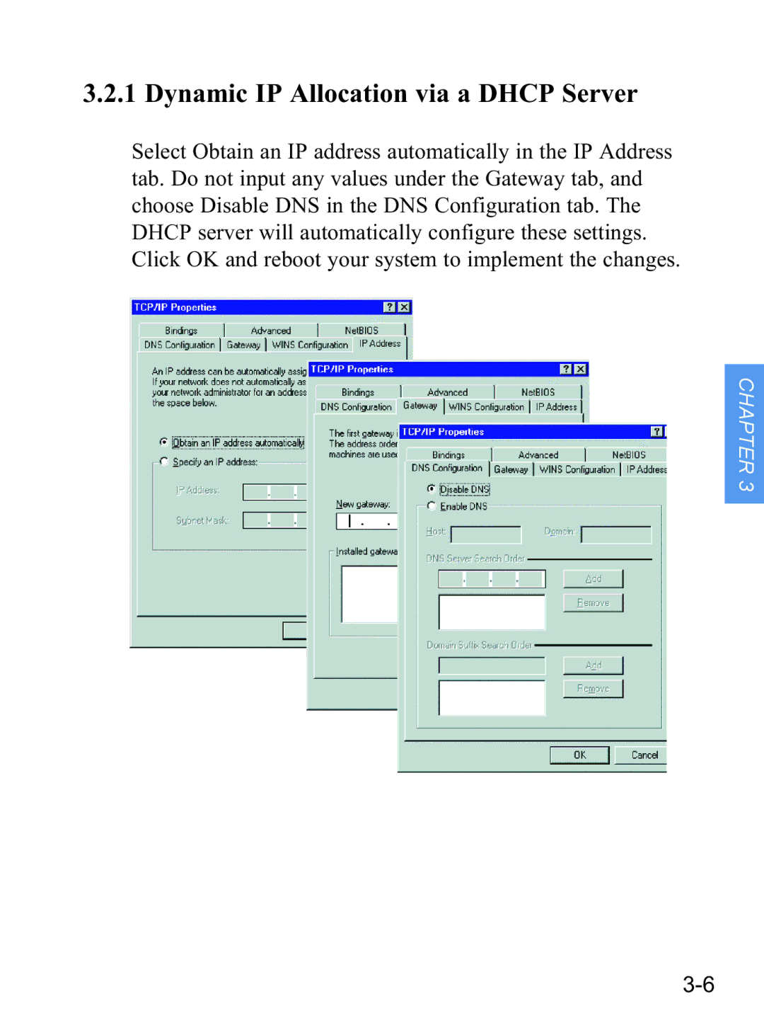 Gateway none manual Dynamic IP Allocation via a Dhcp Server 