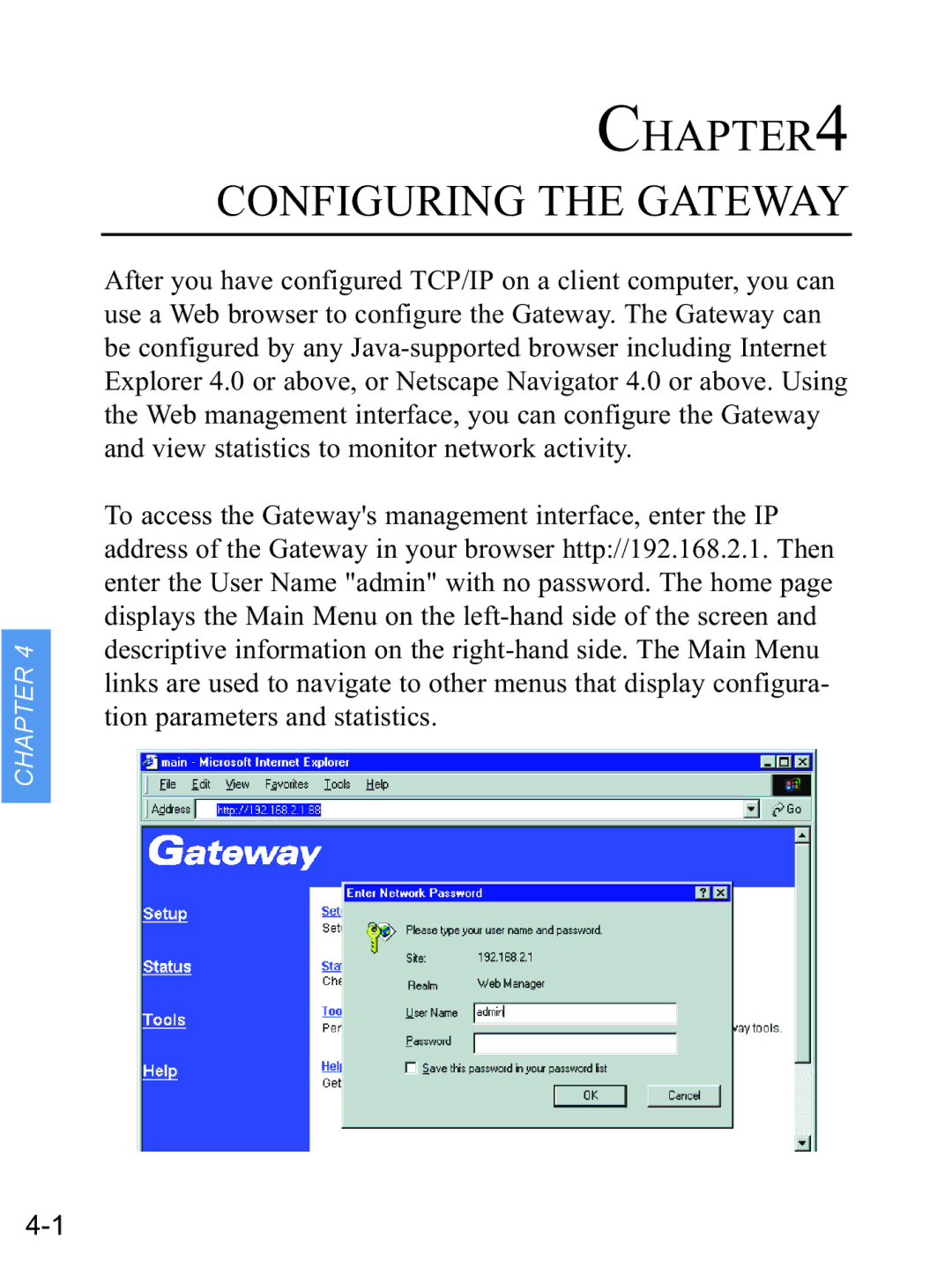 Gateway none manual Configuring the Gateway 