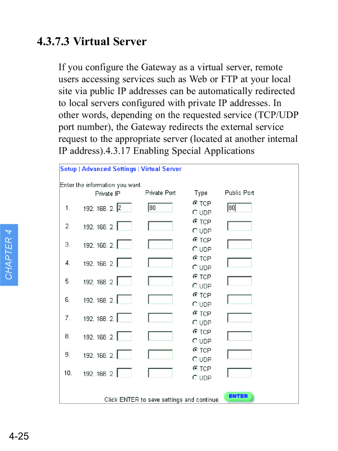 Gateway none manual Virtual Server 