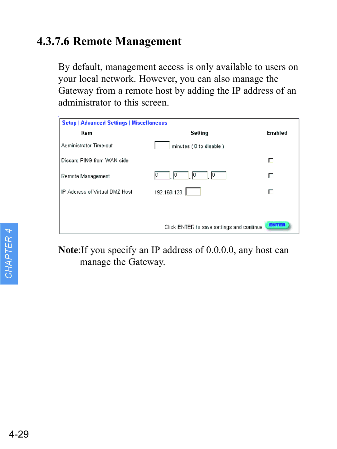 Gateway none manual Remote Management 