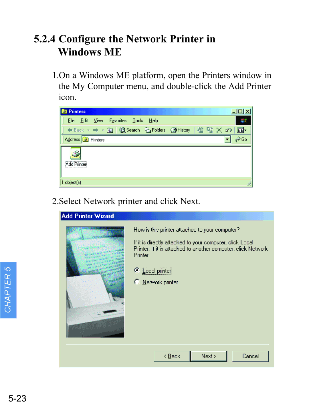 Gateway none manual Configure the Network Printer in Windows ME 