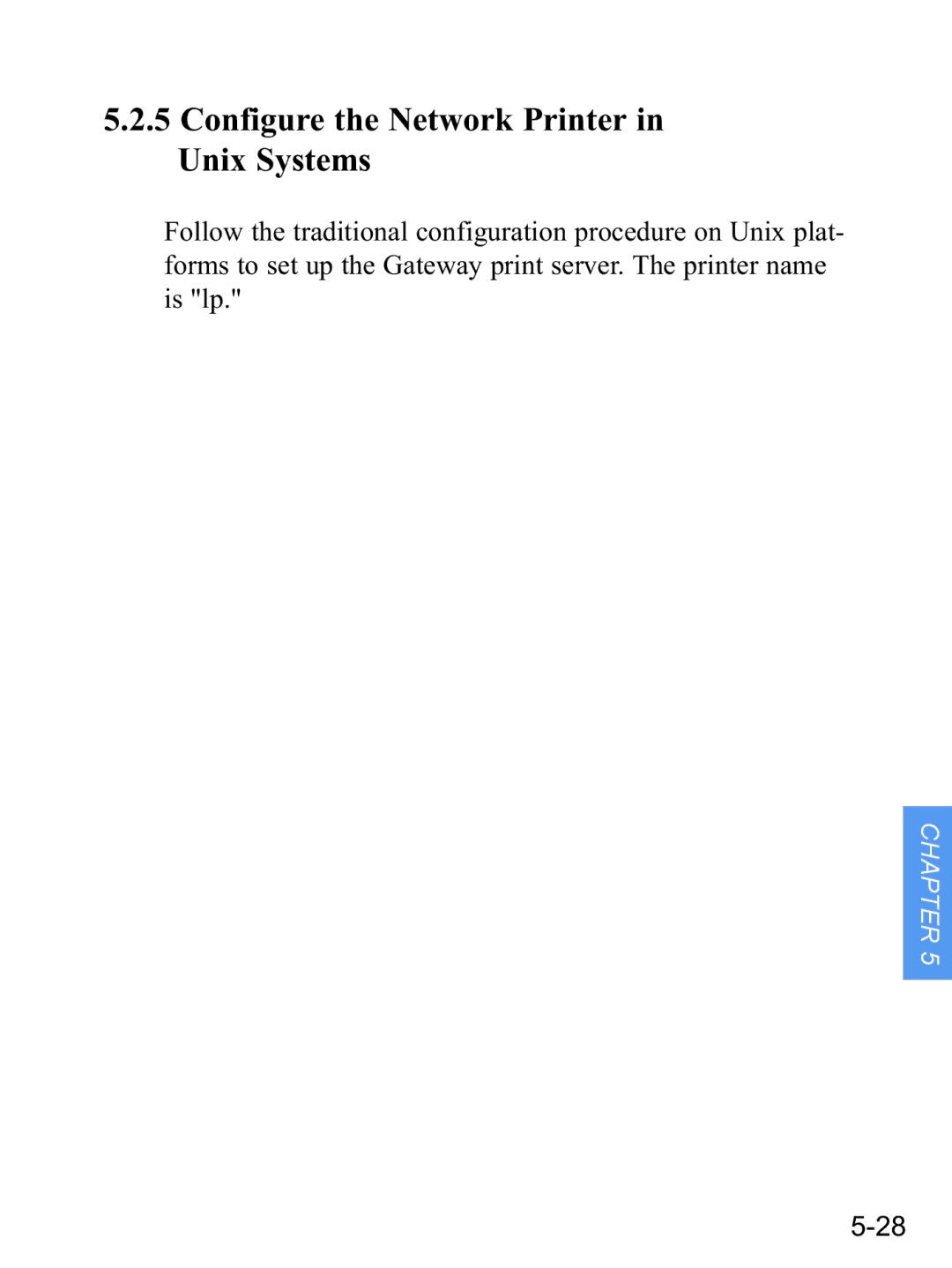 Gateway none manual Configure the Network Printer in Unix Systems 