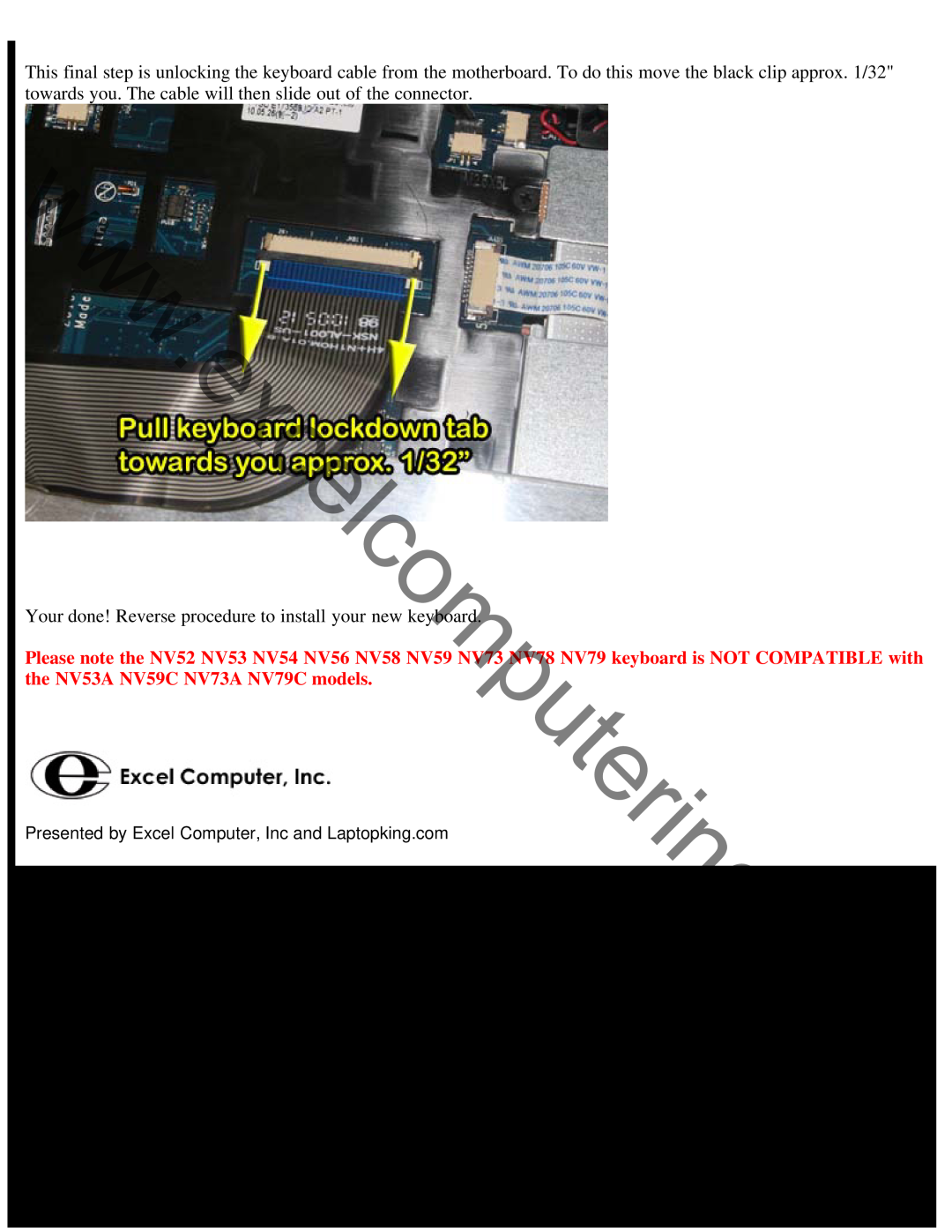 Gateway NV55C, NV59C, NV53A service manual Presented by Excel Computer, Inc and Laptopking 