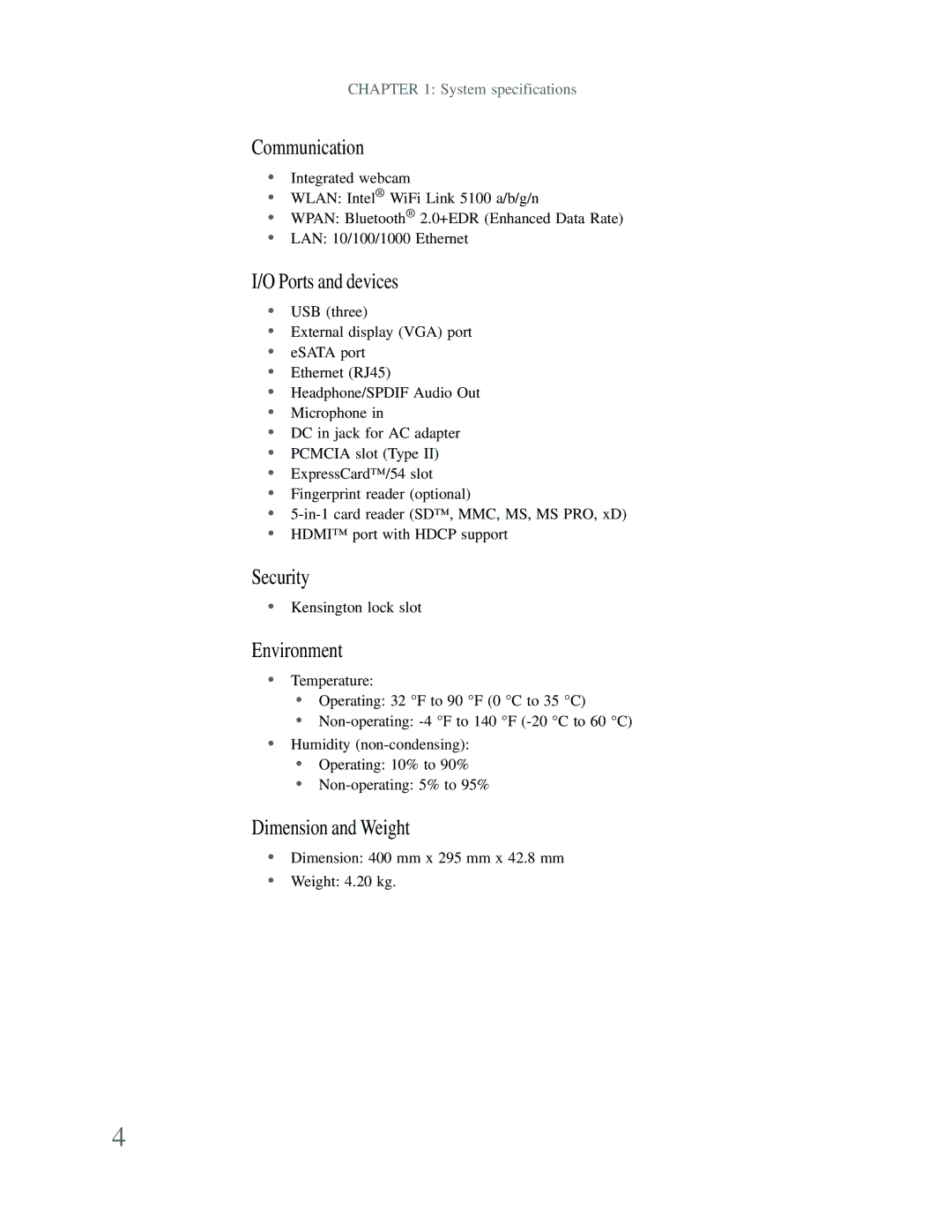 Gateway p-79 manual Security 