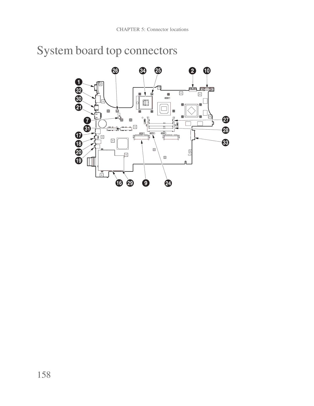 Gateway p-79 manual System board top connectors, 158 