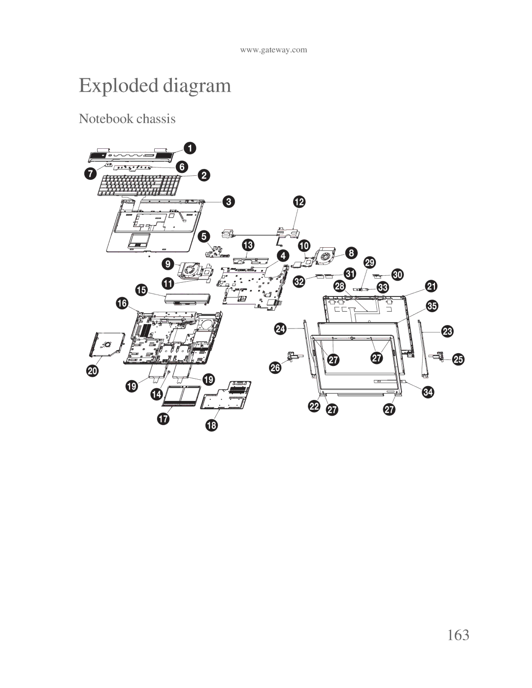 Gateway p-79 manual Exploded diagram, 163 