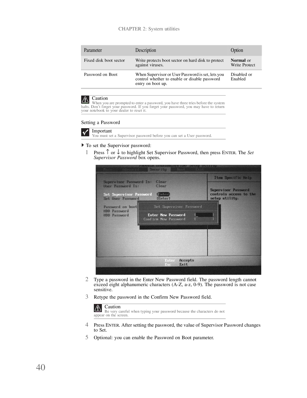 Gateway p-79 manual Setting a Password 