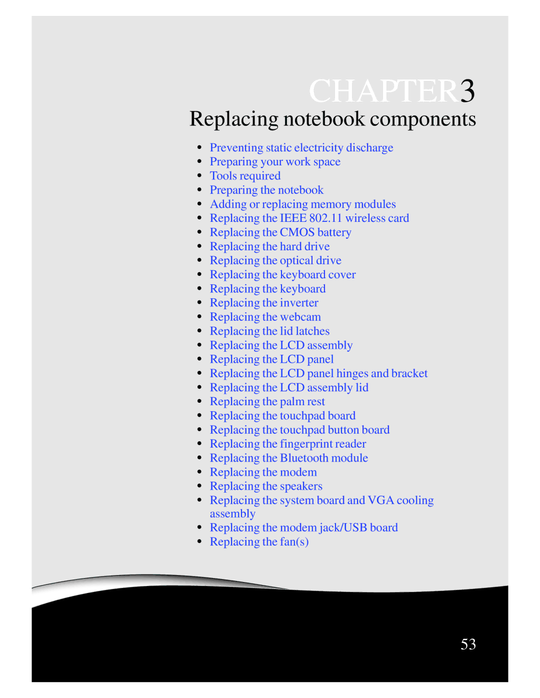 Gateway p-79 manual Replacing notebook components 