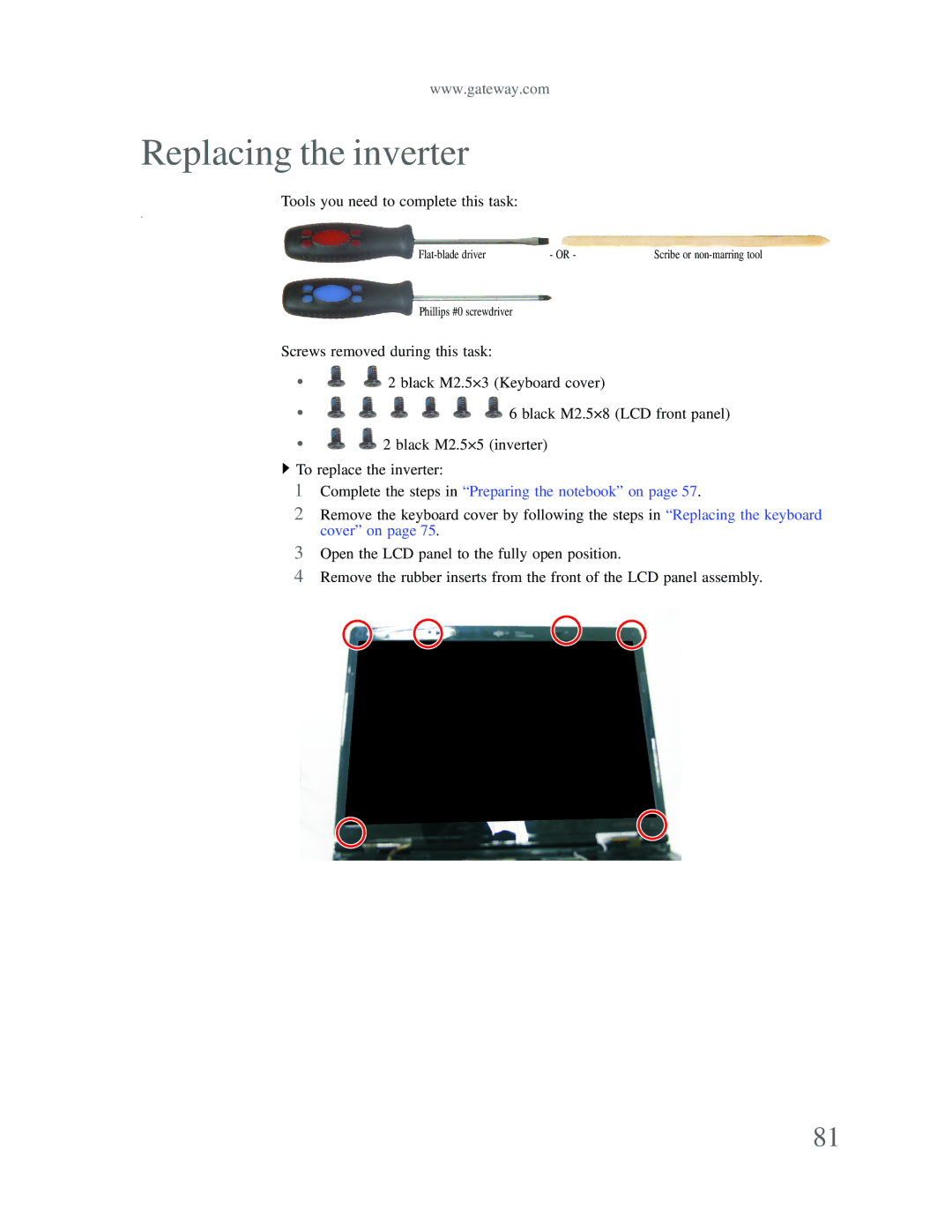 Gateway p-79 manual Replacing the inverter 