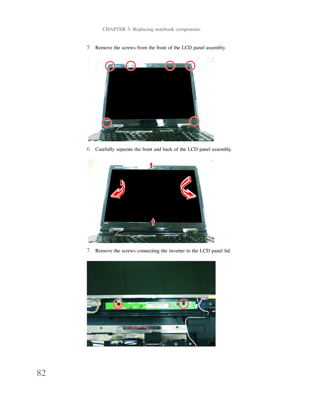 Gateway p-79 manual Replacing notebook components 