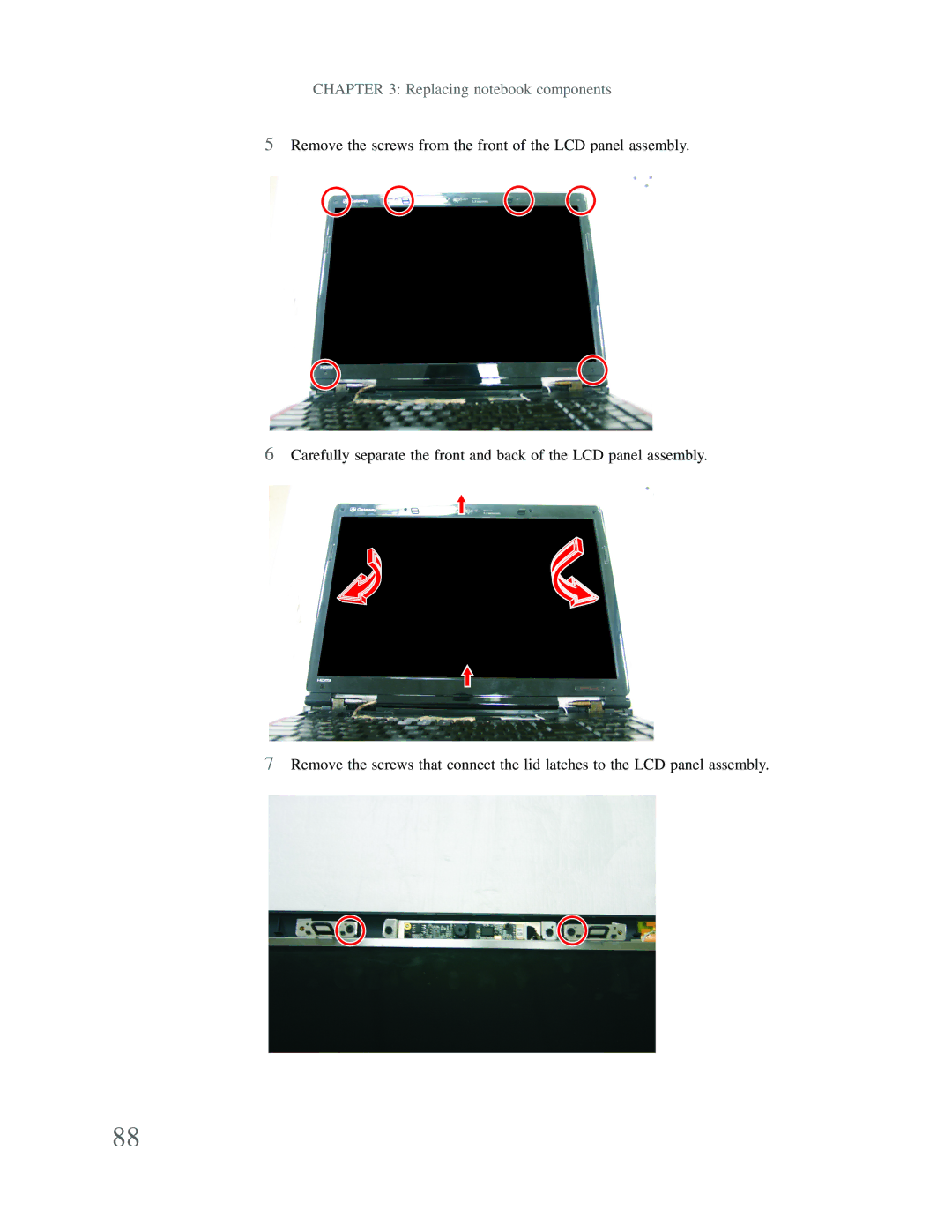 Gateway p-79 manual Replacing notebook components 