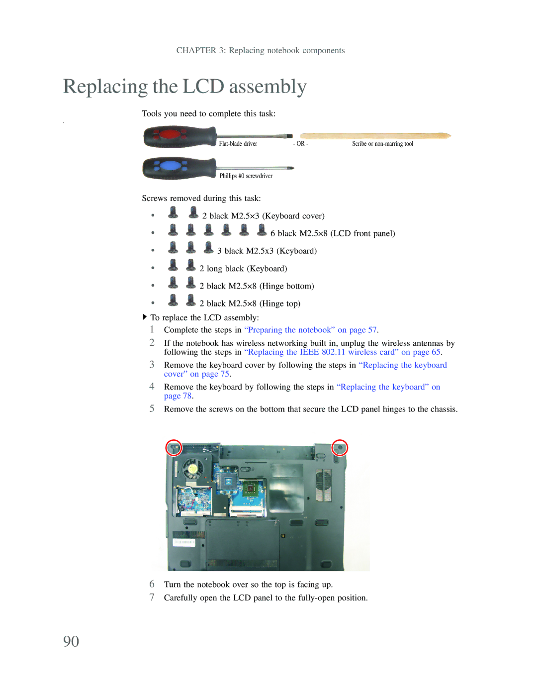 Gateway p-79 manual Replacing the LCD assembly 