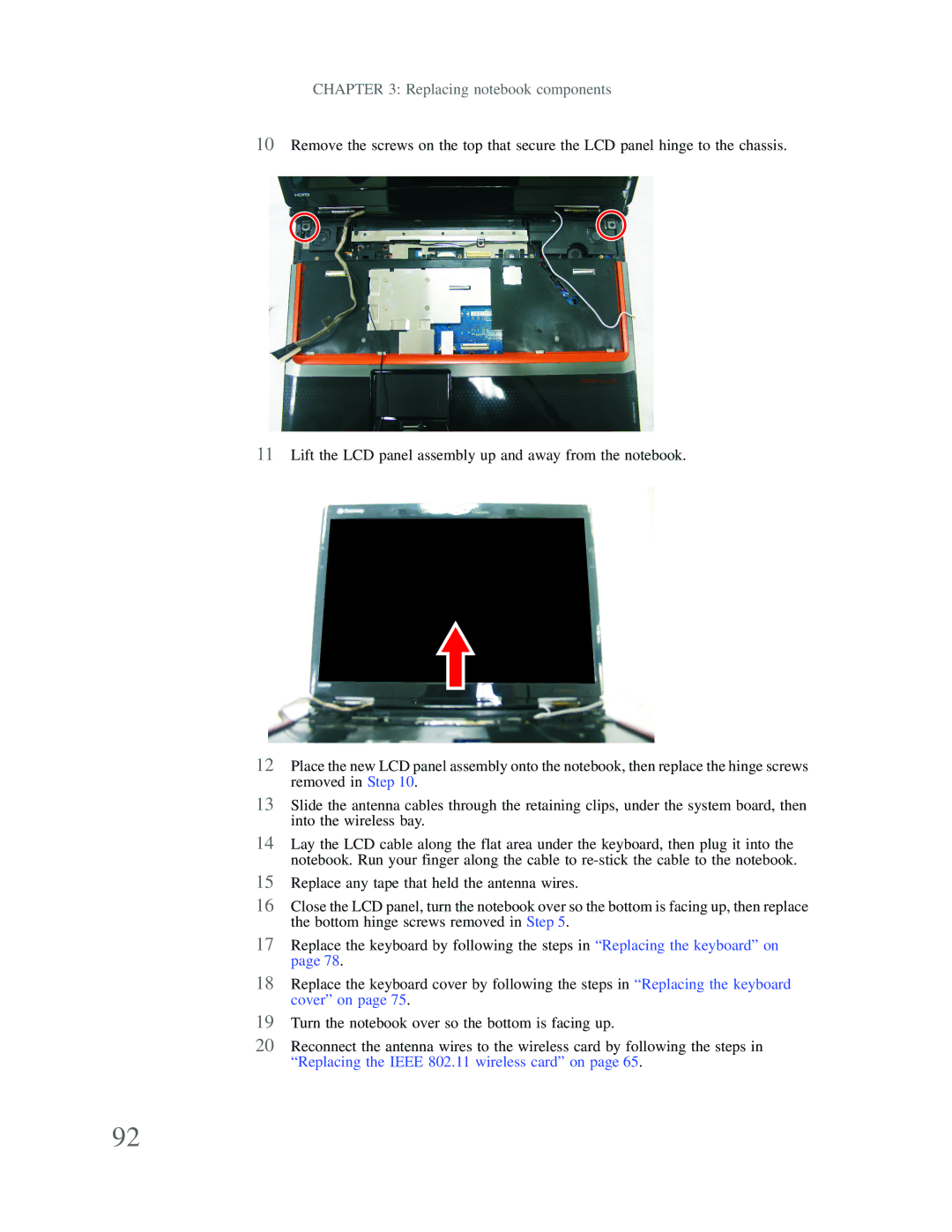 Gateway p-79 manual Replacing notebook components 