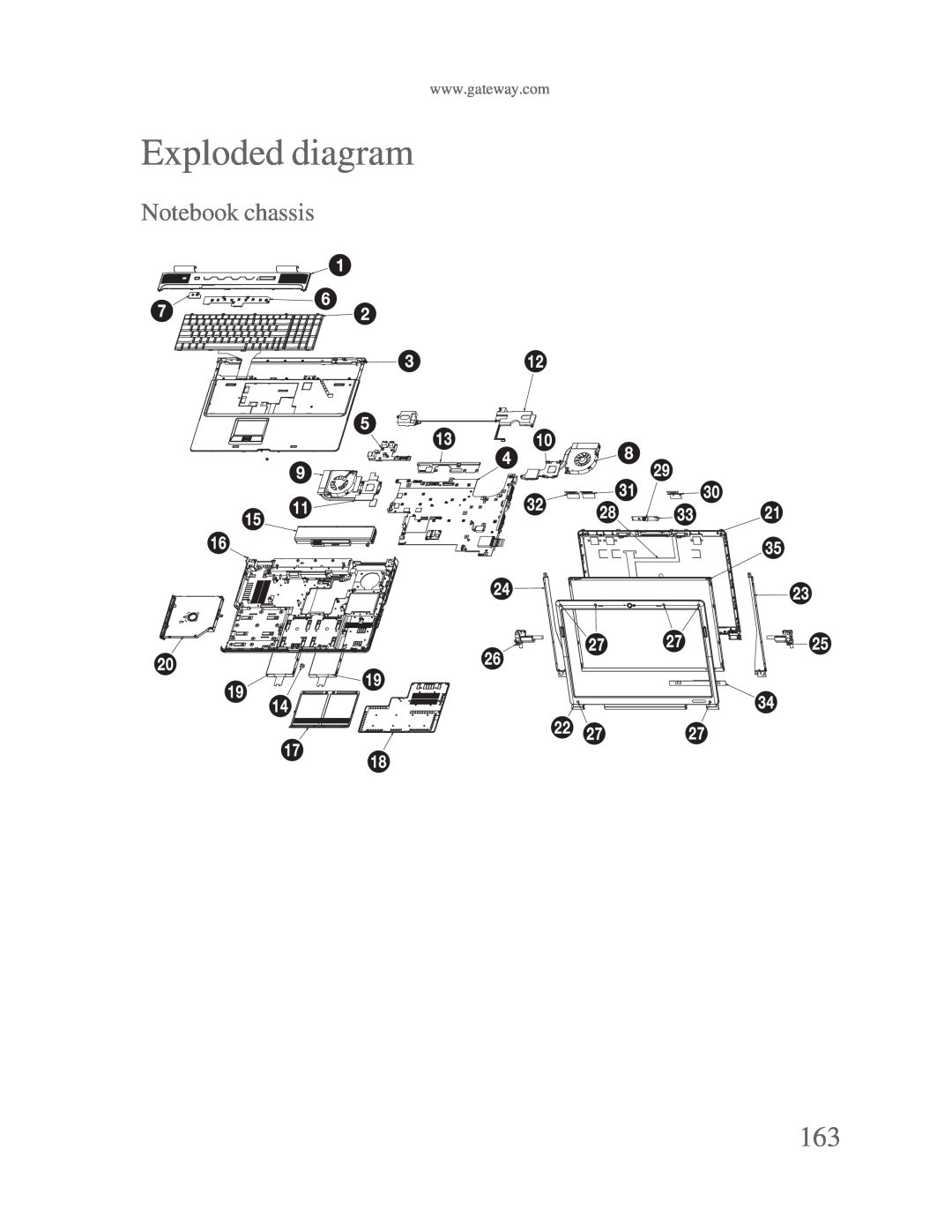 Gateway p-79 manual Exploded diagram, Notebook chassis 
