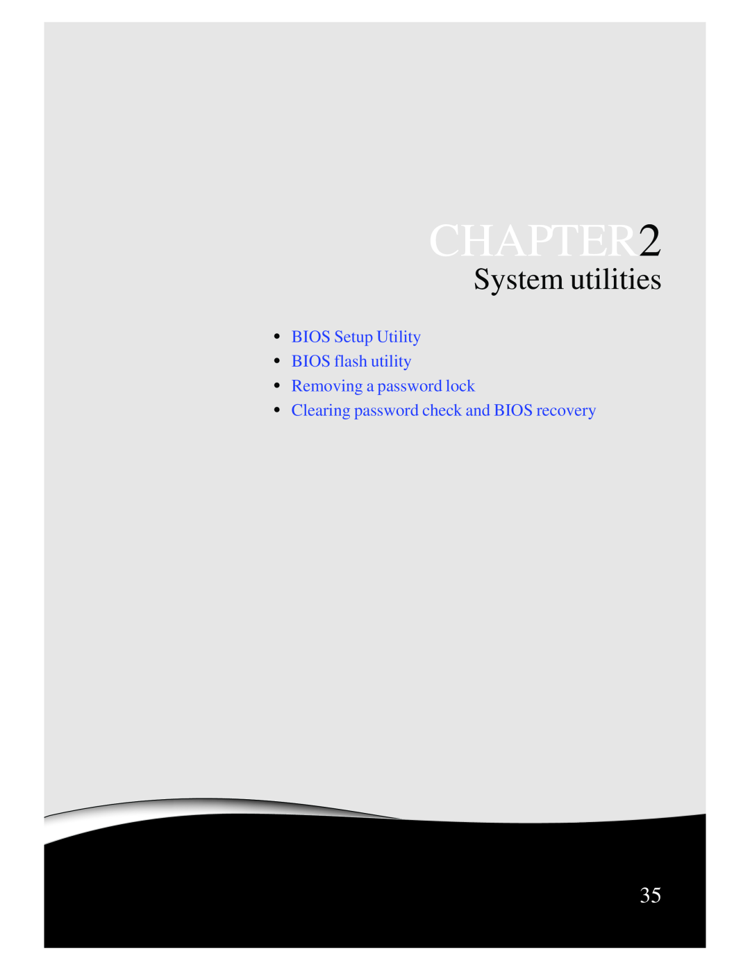 Gateway p-79 manual System utilities, BIOS Setup Utility BIOS flash utility Removing a password lock 