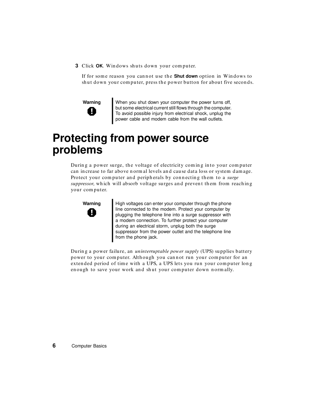 Gateway PC manual Protecting from power source problems 