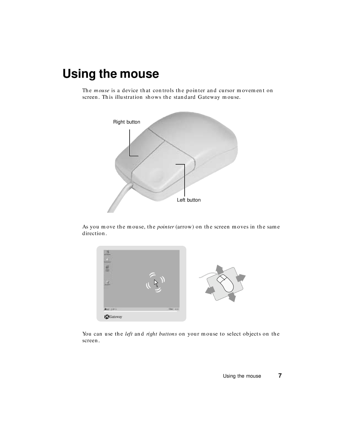 Gateway PC manual Using the mouse 