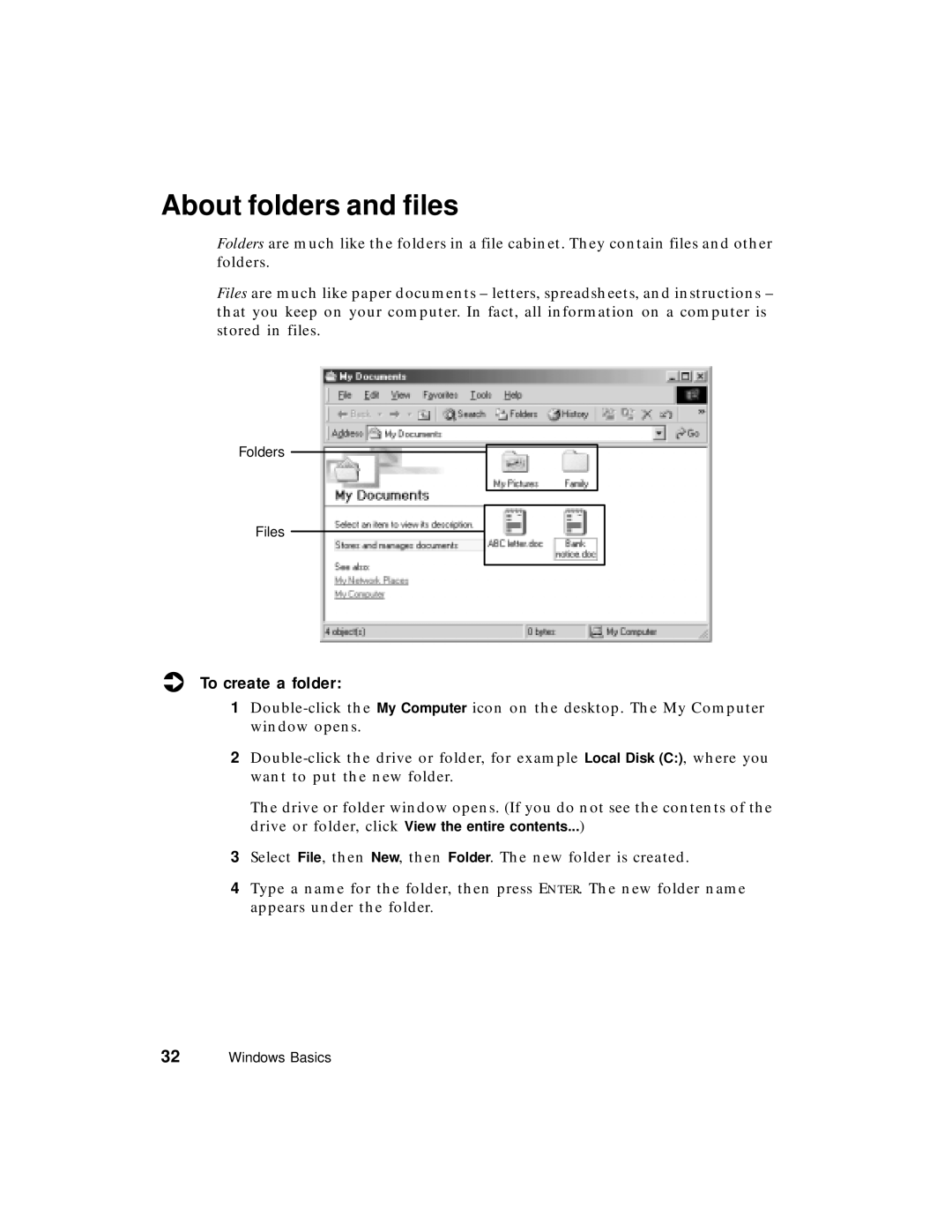 Gateway PC manual About folders and files, To create a folder 