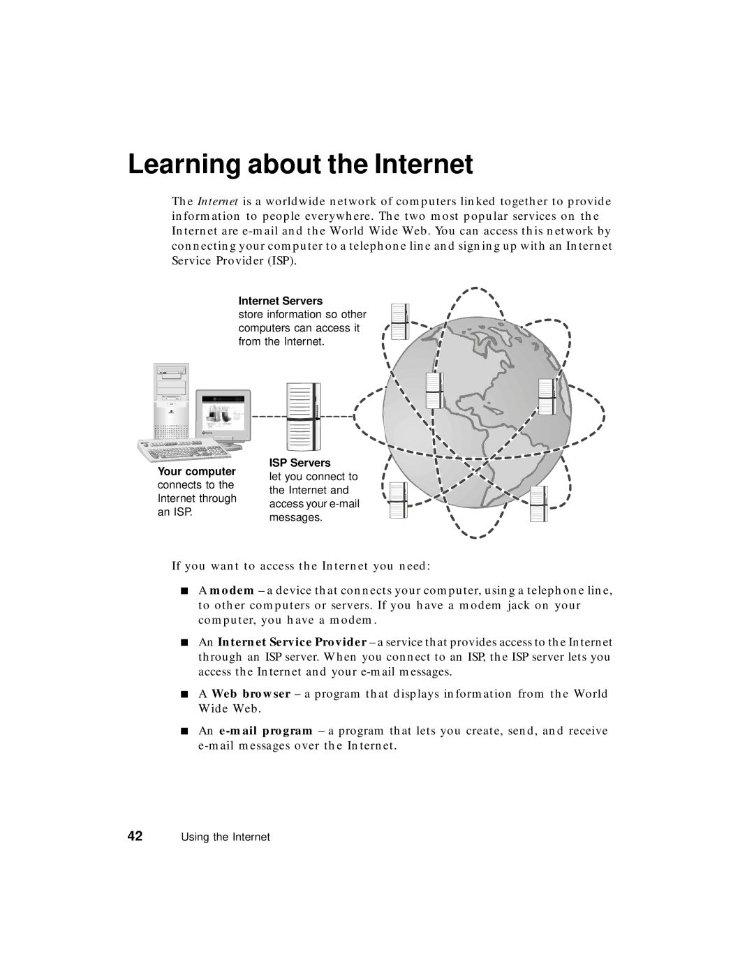 Gateway PC manual Learning about the Internet 