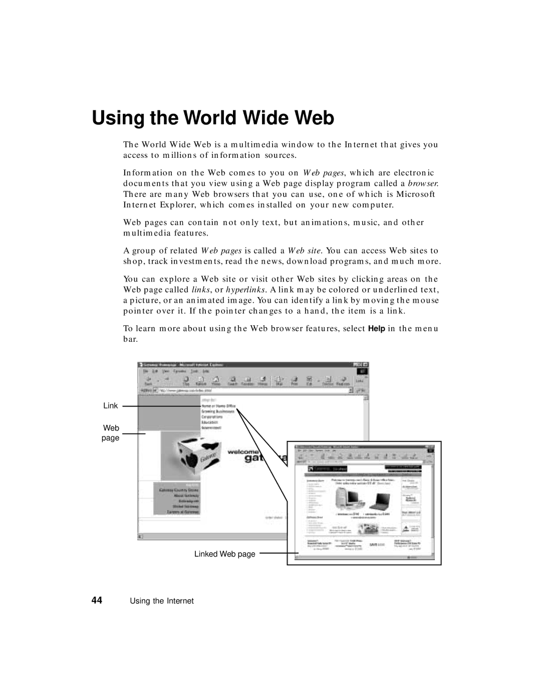 Gateway PC manual Using the World Wide Web 