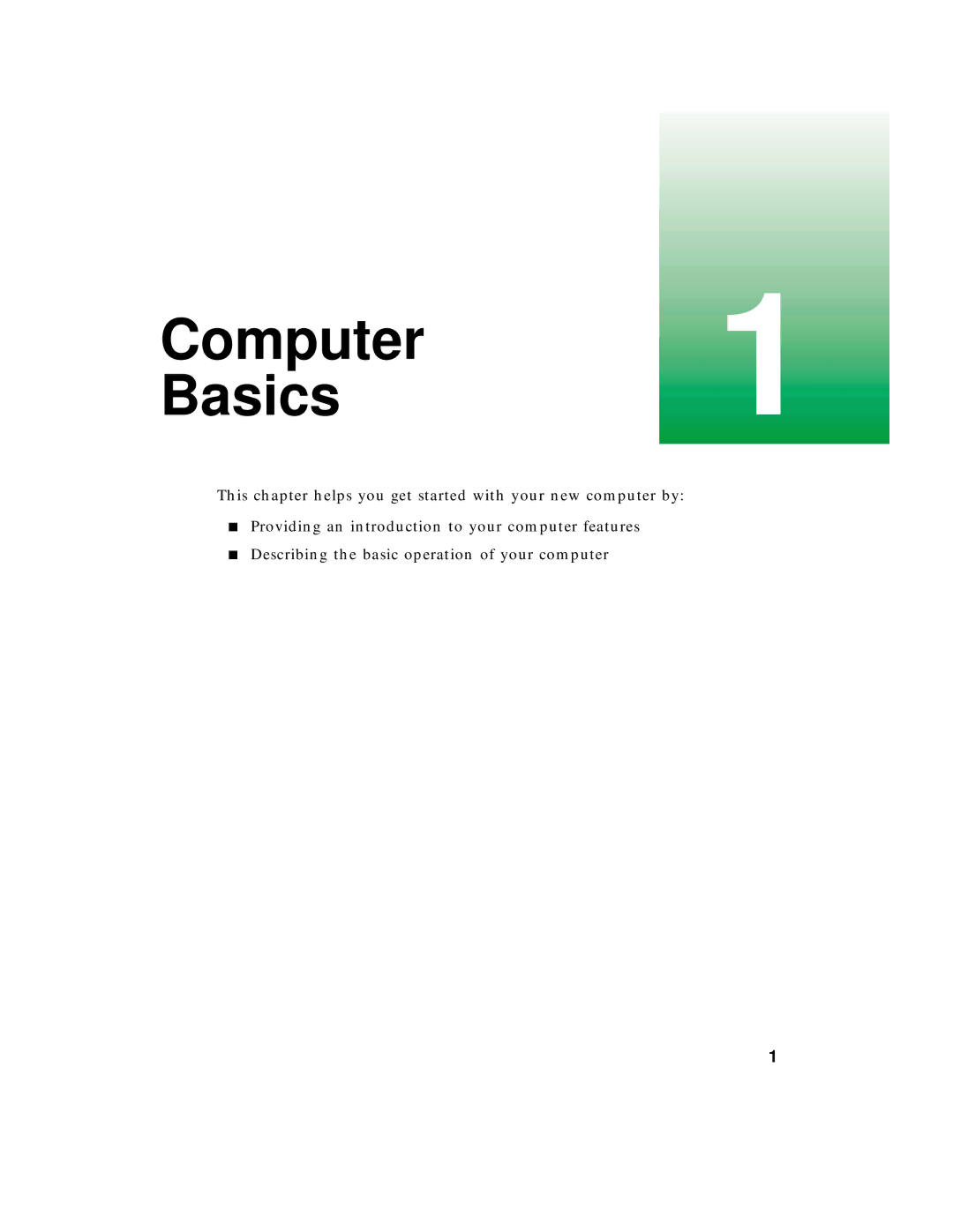 Gateway PC manual Computer1 Basics 