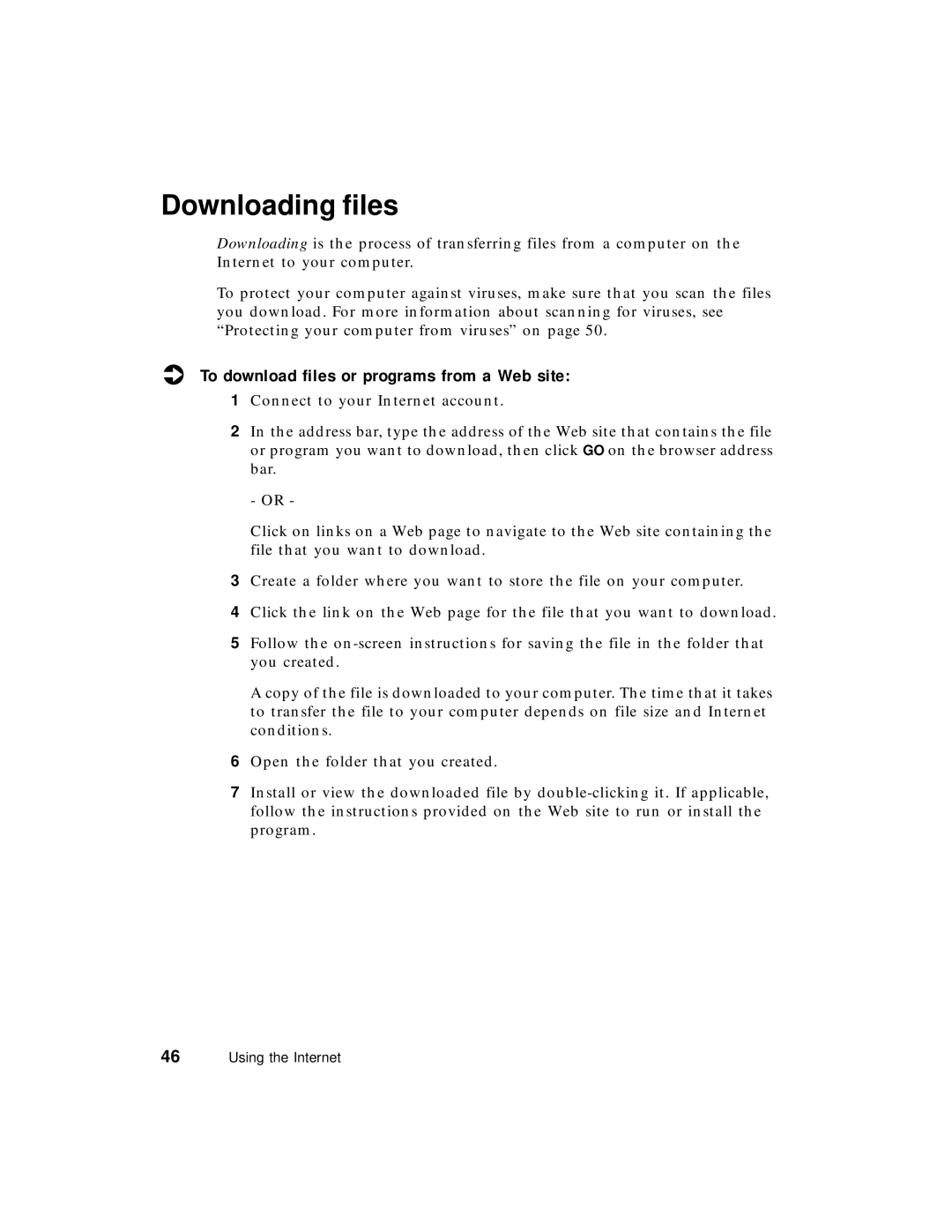 Gateway PC manual Downloading files, To download files or programs from a Web site 