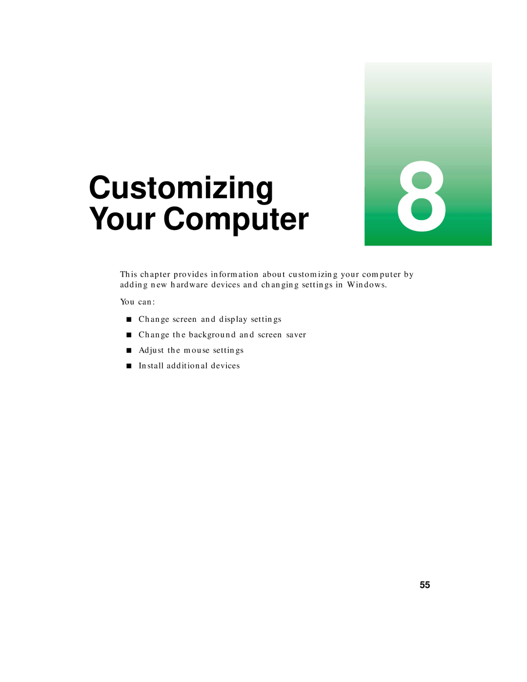 Gateway PC manual Customizing 8 Your Computer 