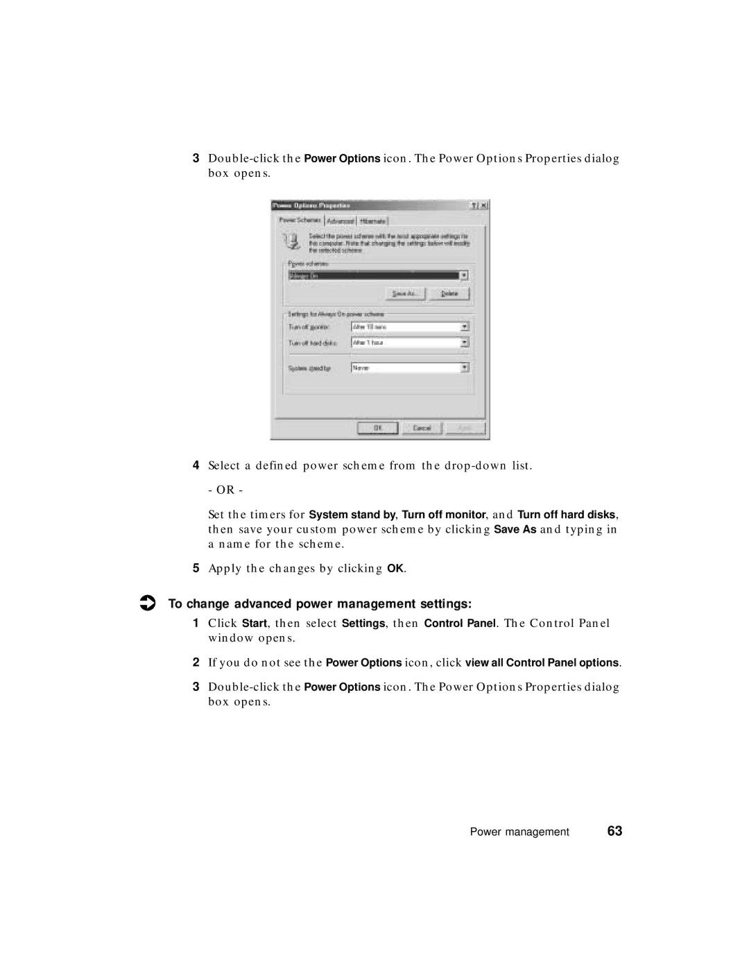 Gateway PC manual To change advanced power management settings 