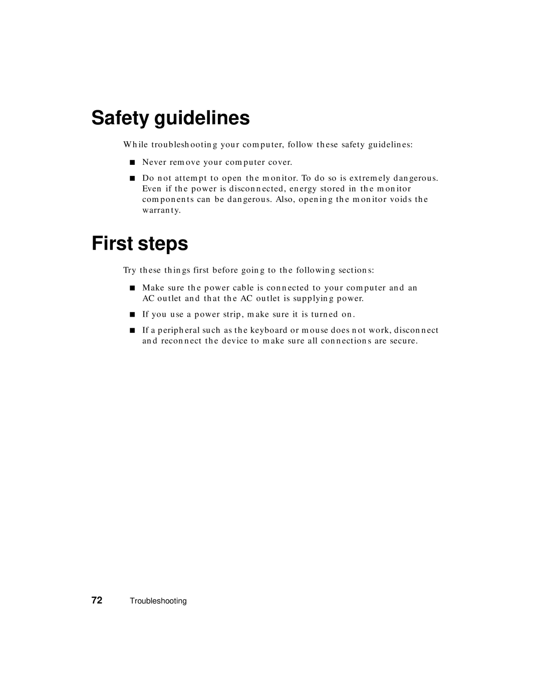 Gateway PC manual Safety guidelines, First steps 